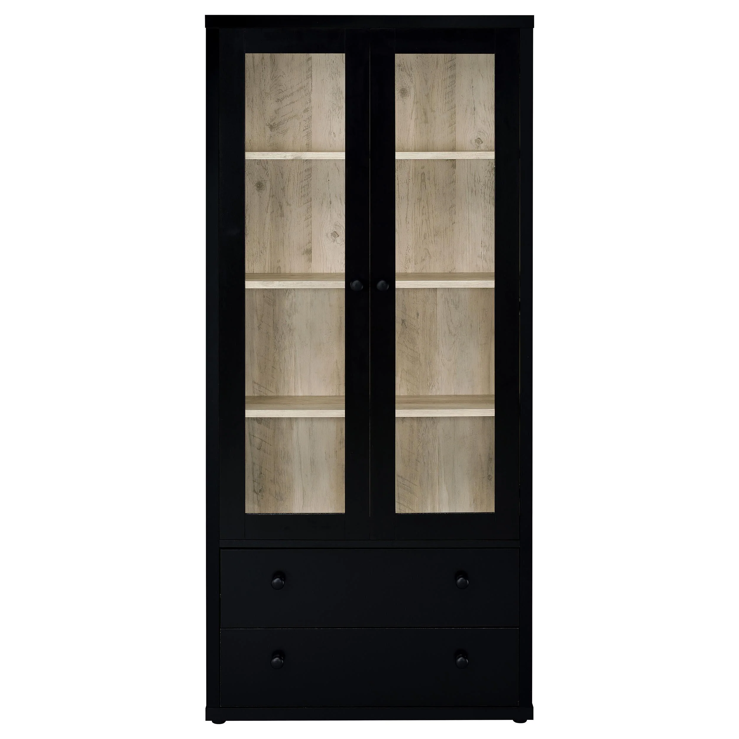 Coaster Furniture Hawthorne 953478 4-shelf Glass Door Cabinet with Drawers - Black - Image 3