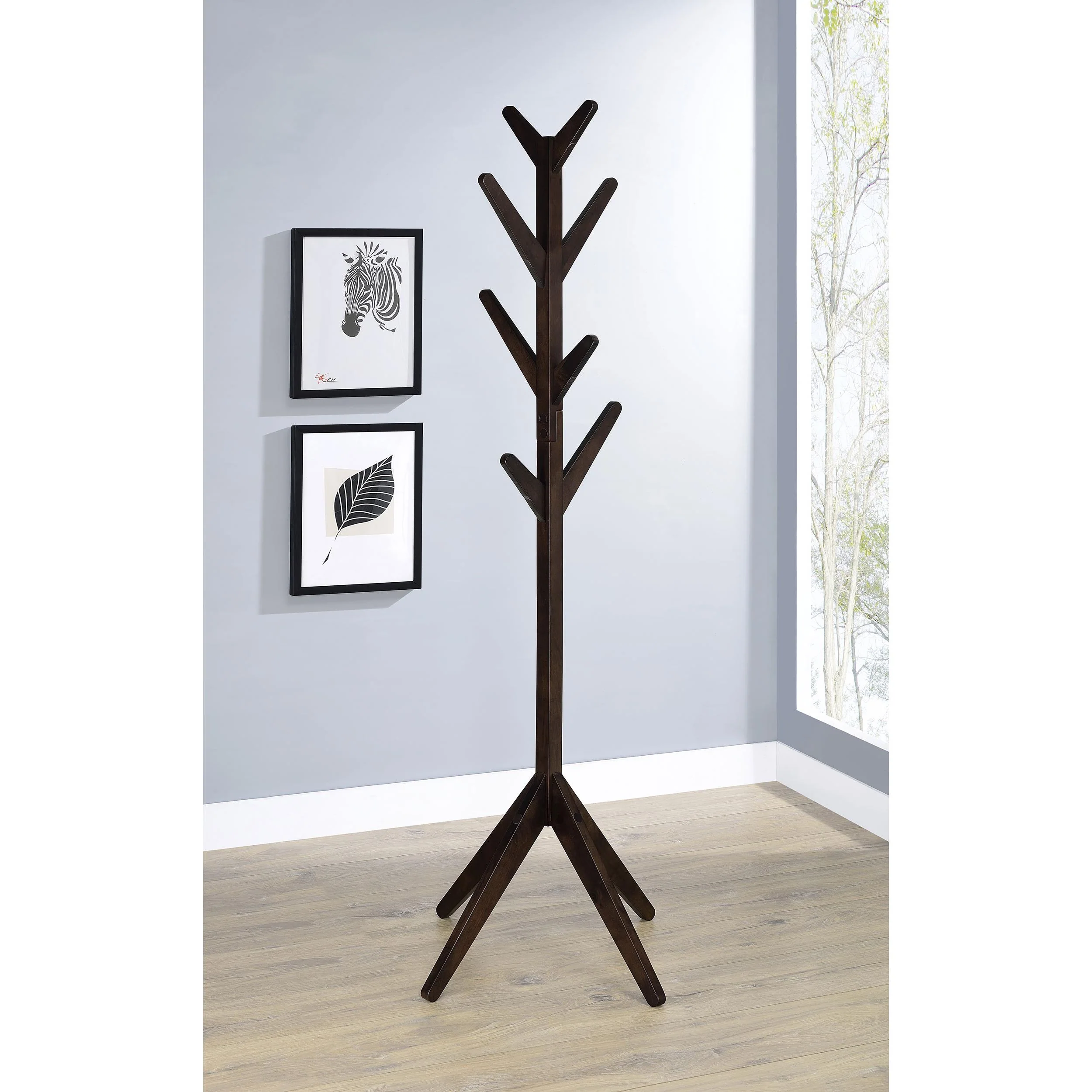 Coaster Furniture Margaret 983273 Solid Wood Coat Rack Clothing Hanger - Cappuccino - Image 2