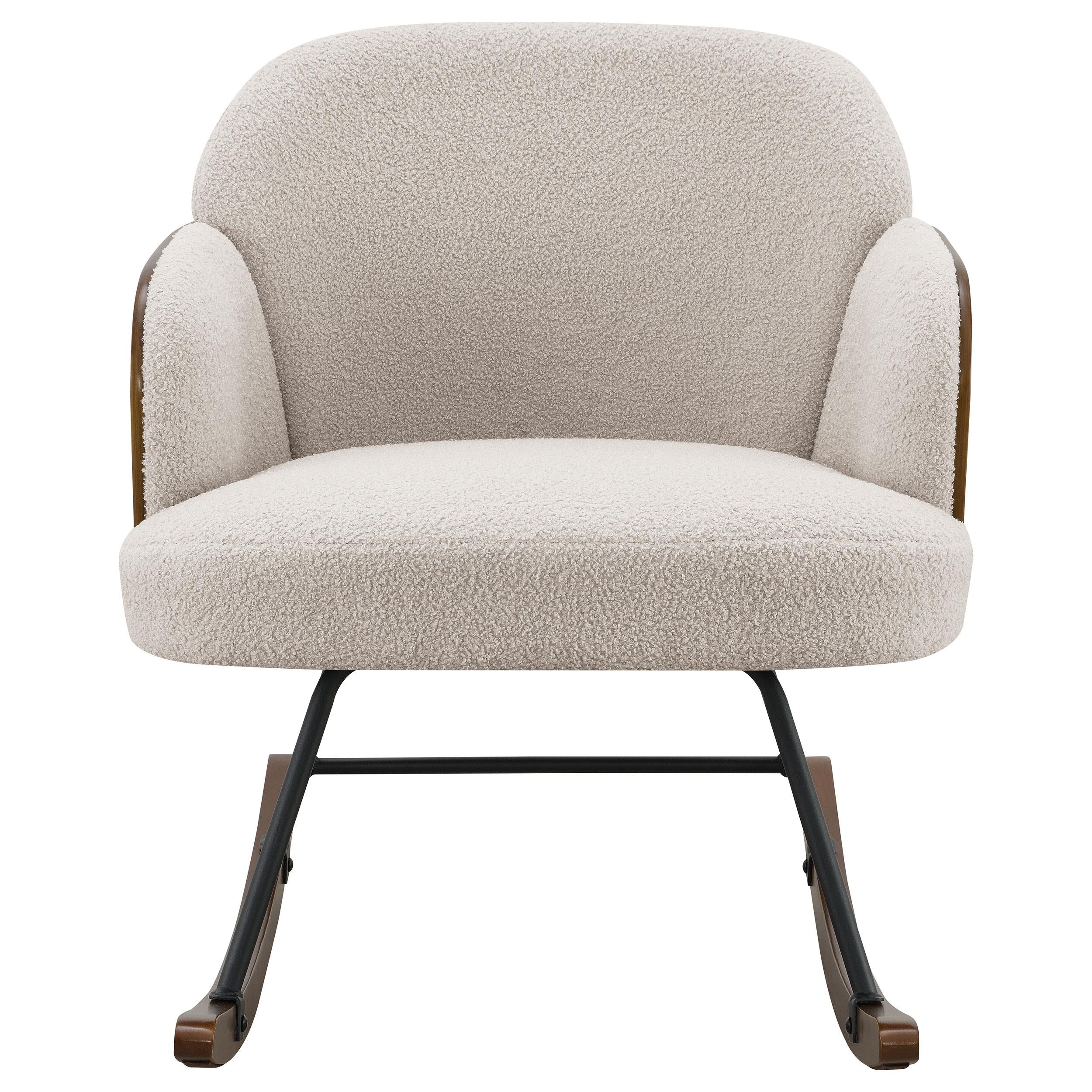 Coaster Furniture Paige 602625 Boucle Upholstered Mid Back Rocking Chair - Beige - Image 2