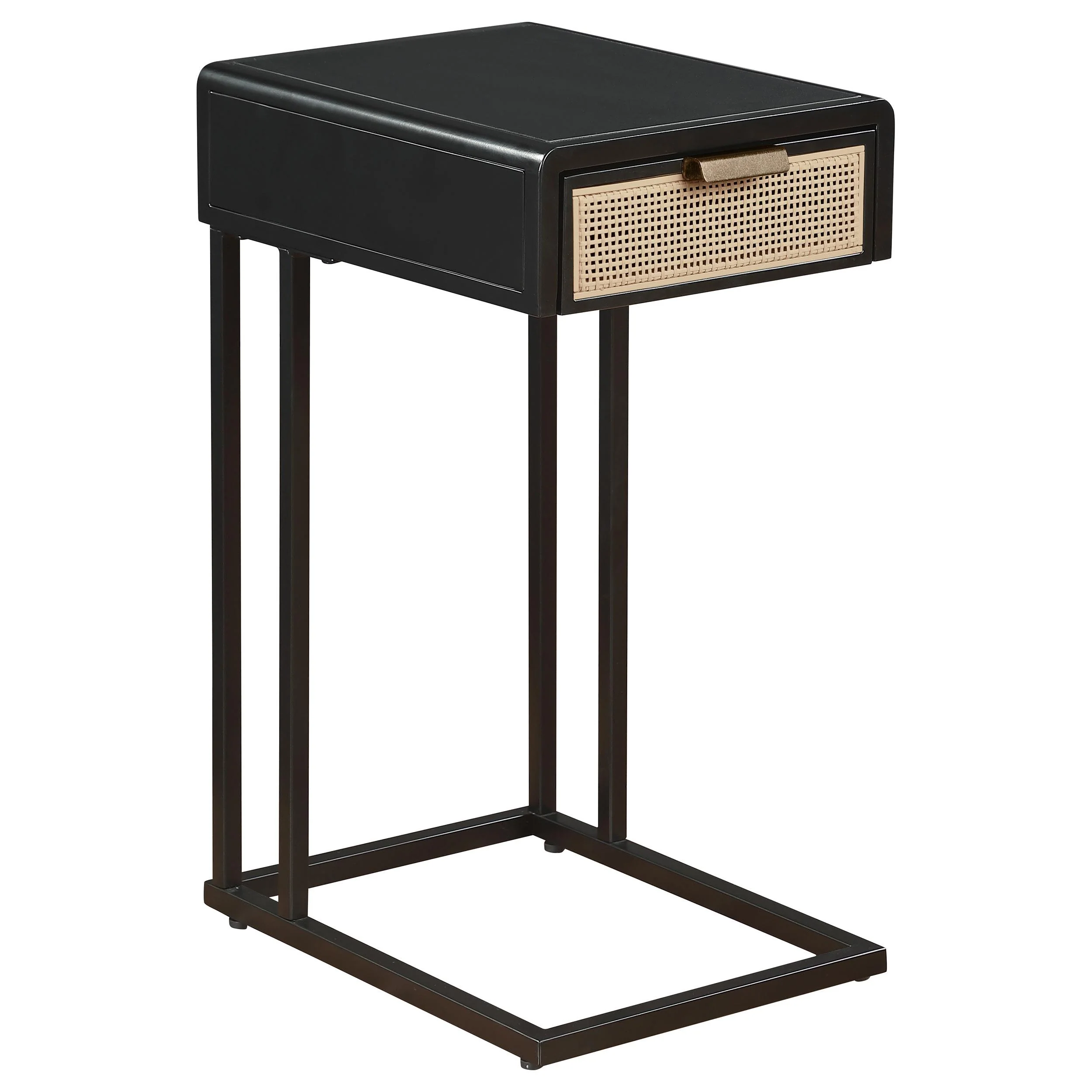 Coaster Furniture Amherst 931631 1-Drawer Radio Weave Cane Metal Side Table - Black - Image 1