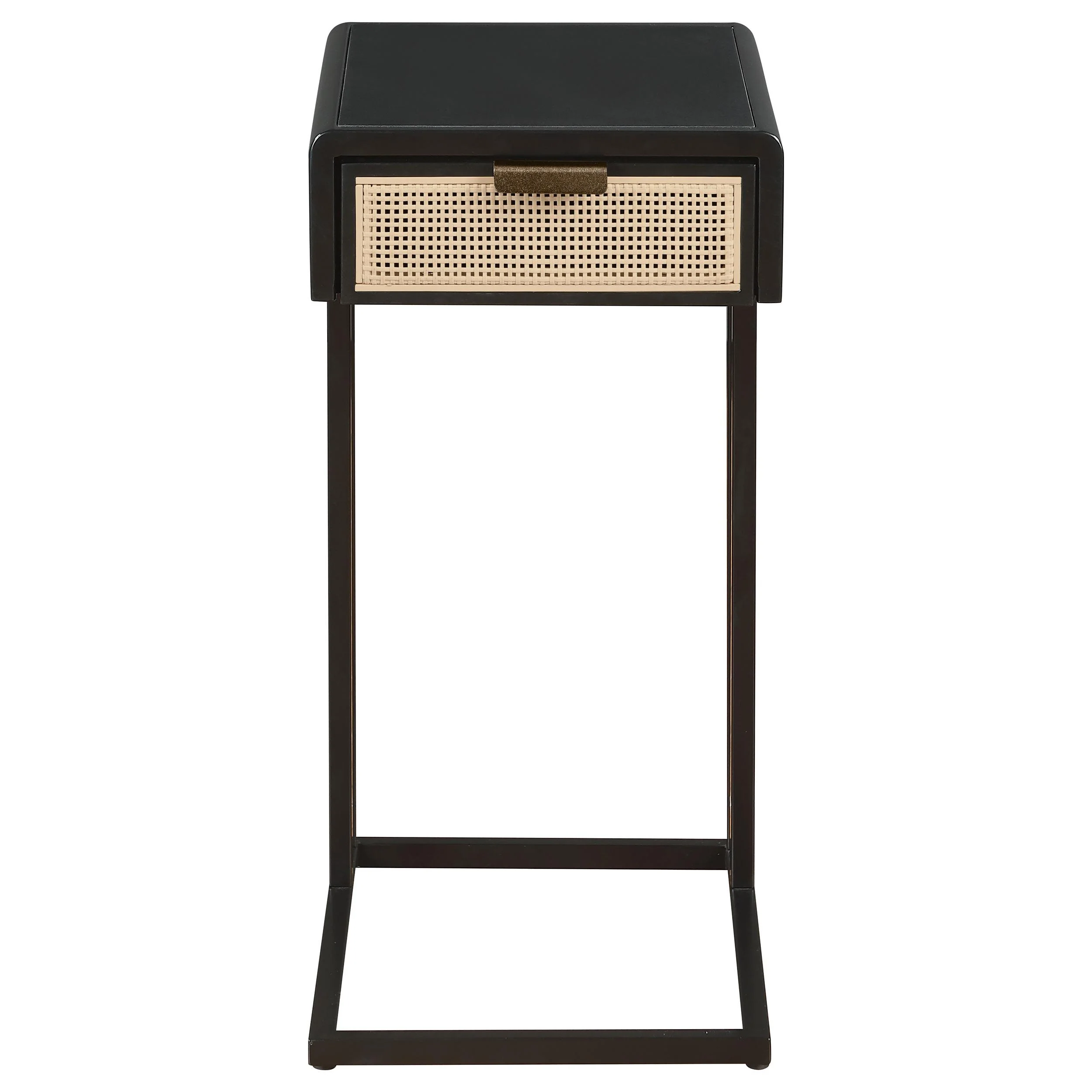 Coaster Furniture Amherst 931631 1-Drawer Radio Weave Cane Metal Side Table - Black - Image 2