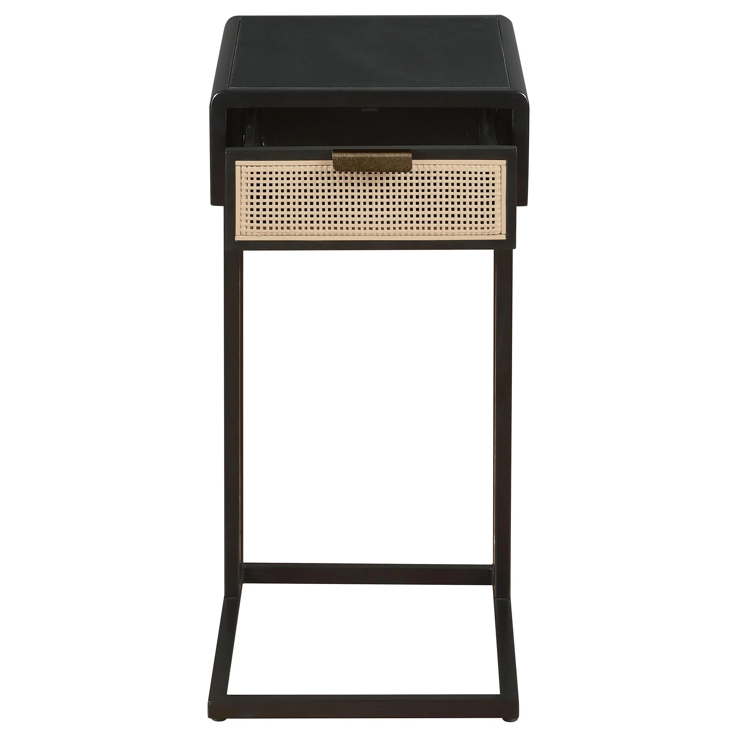 Coaster Furniture Amherst 931631 1-Drawer Radio Weave Cane Metal Side Table - Black - Image 3