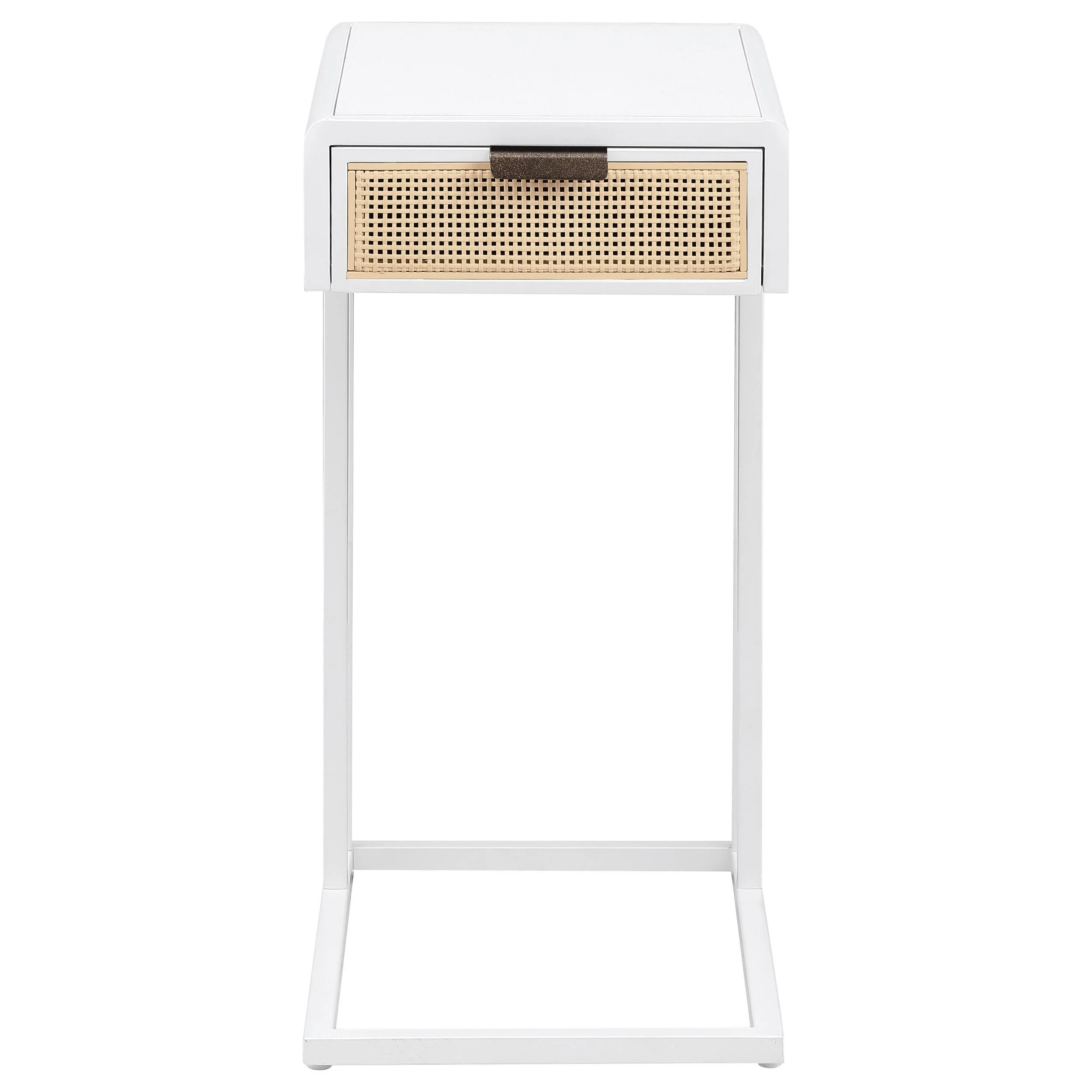 Coaster Furniture Amherst 931632 1-Drawer Radio Weave Cane Metal Side Table - White - Image 2