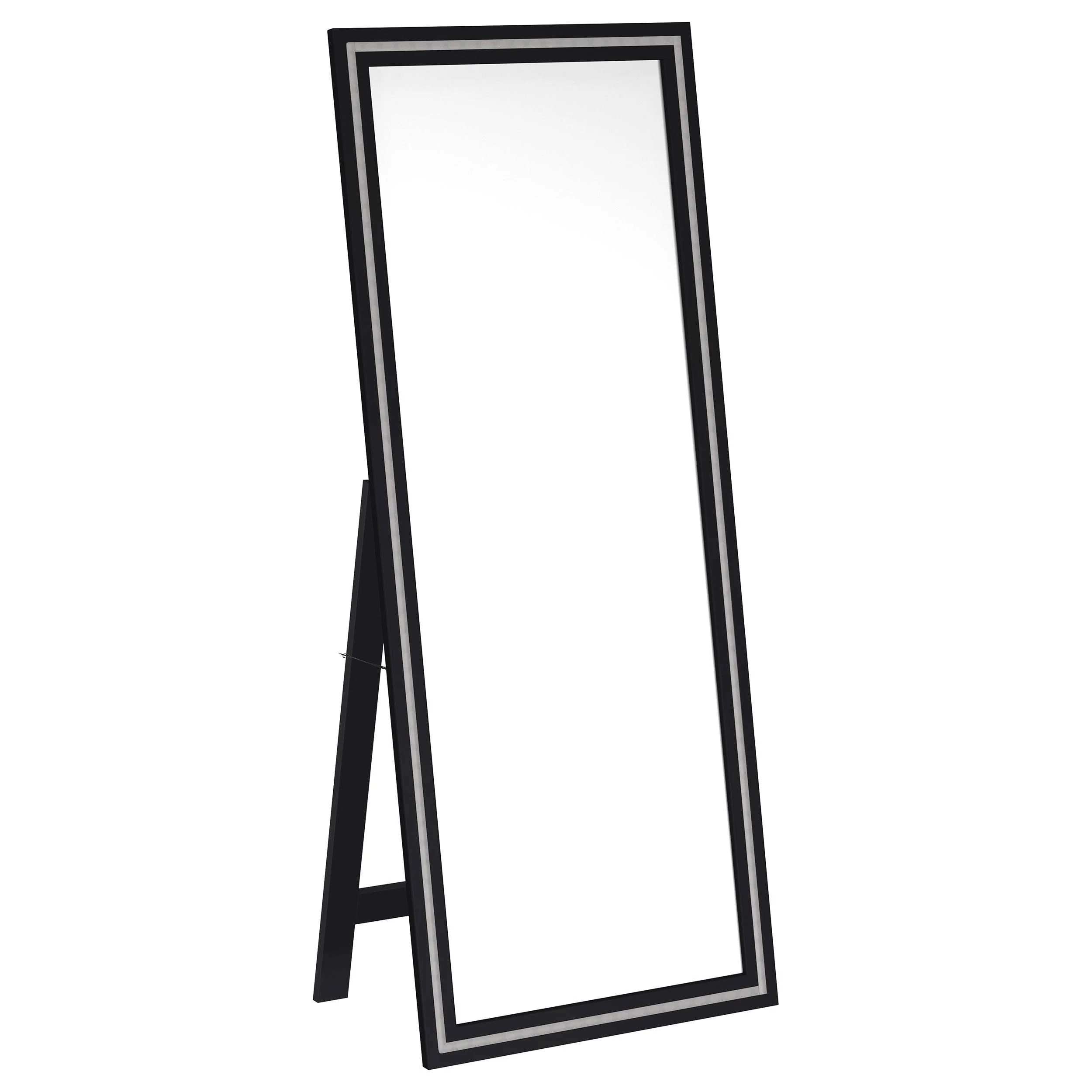 Coaster Furniture Windrose 960962 28 x 67 Inch Tempered LED Standing Mirror – Black
