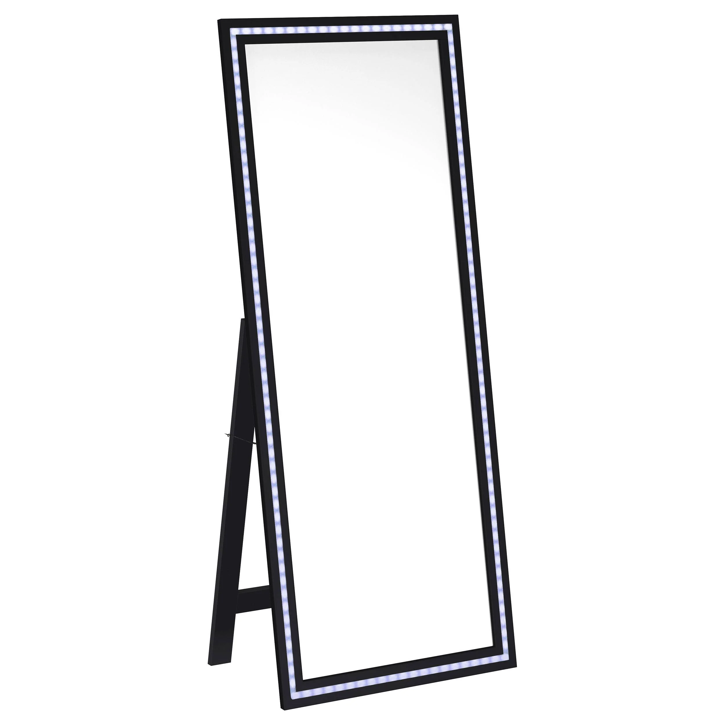 Coaster Furniture Windrose 960962 28 x 67 Inch Tempered LED Standing Mirror - Black - Image 2