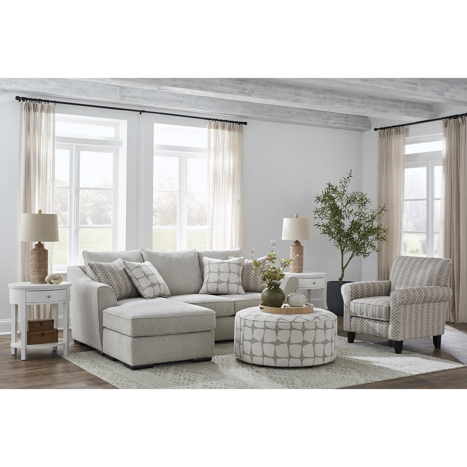 Fusion Furniture Fabric 2 pc Sectional 9778 Sofa Chaise - Cheerio Cloud - Image 2