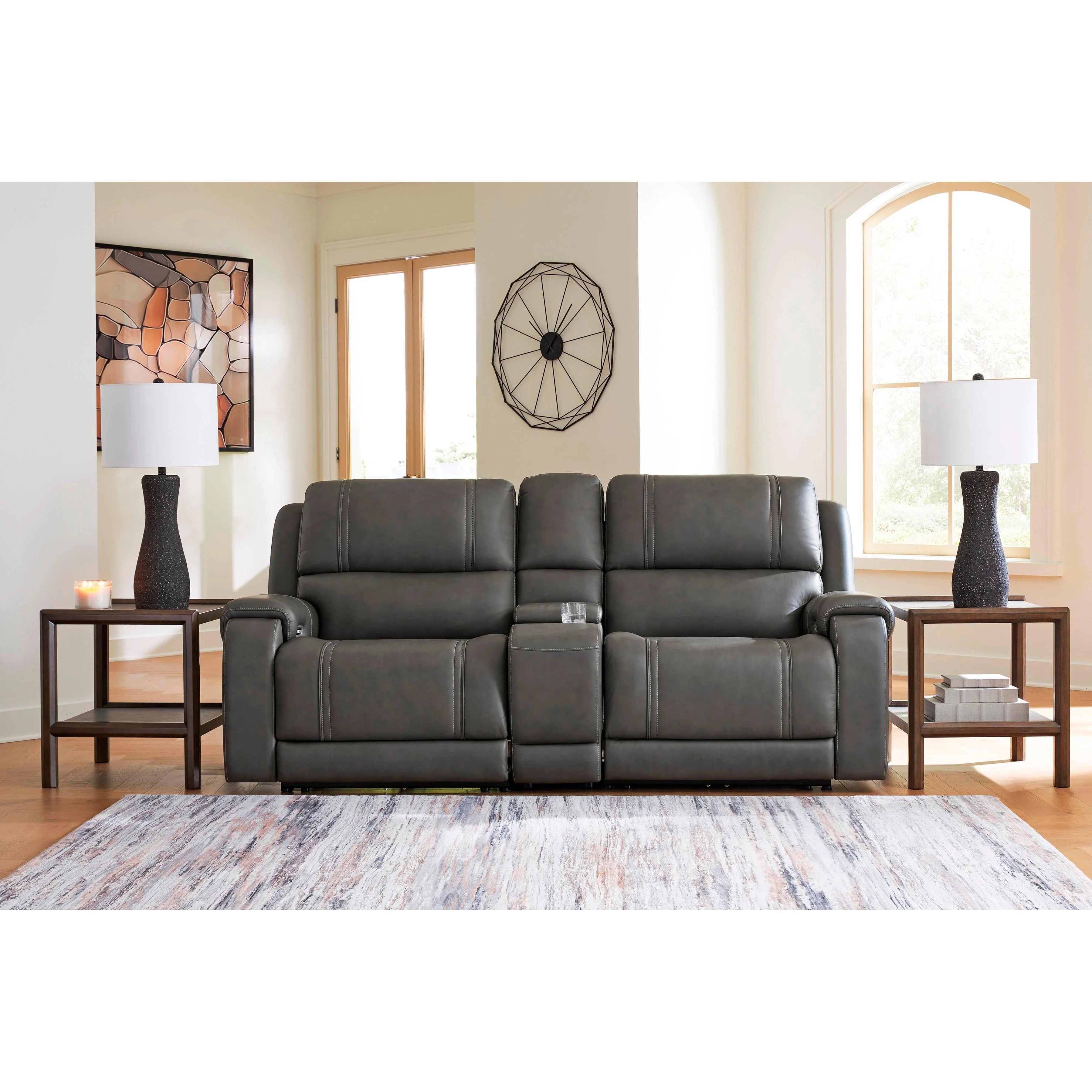 Signature Design by Ashley 5Z - Pittson PCU12600S2 3 pc Power Reclining Sectional Loveseat with Console - Image 2