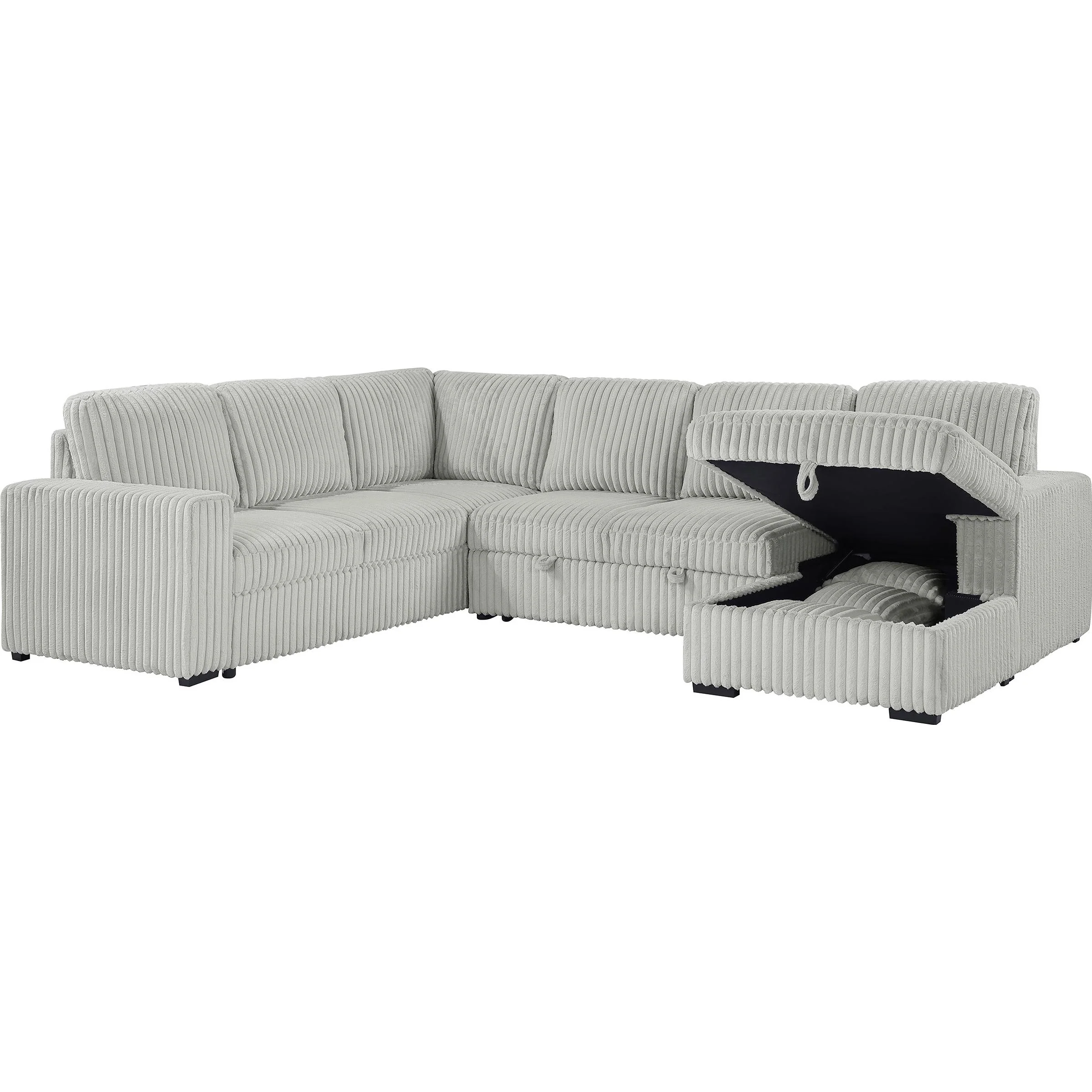 Coaster Furniture Devonshire 501208 Sleeper Sectional Sofa Storage Chaise - Grey - Image 2