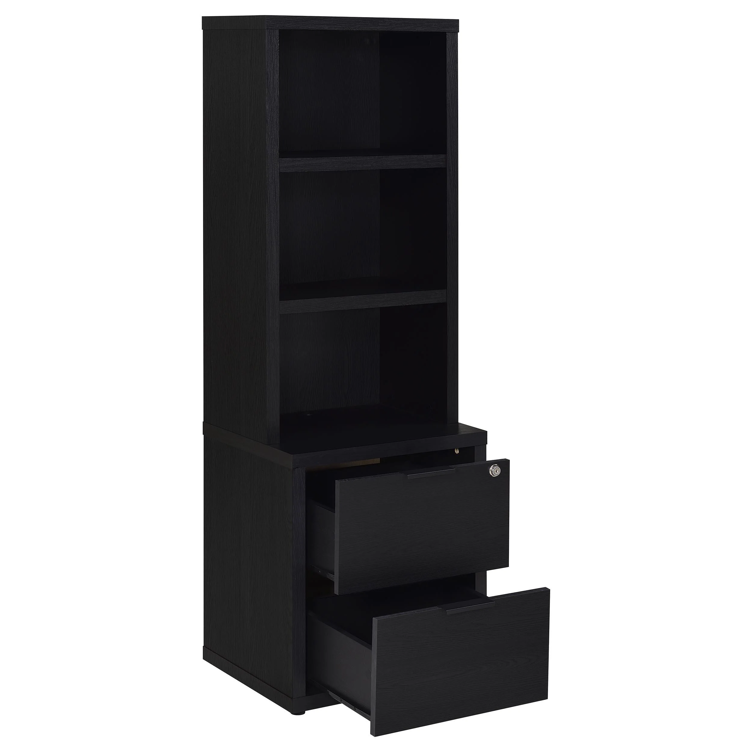 Coaster Furniture Westpark 802703 3-shelf Bookcase USB and Lockable Drawer - Black - Image 3
