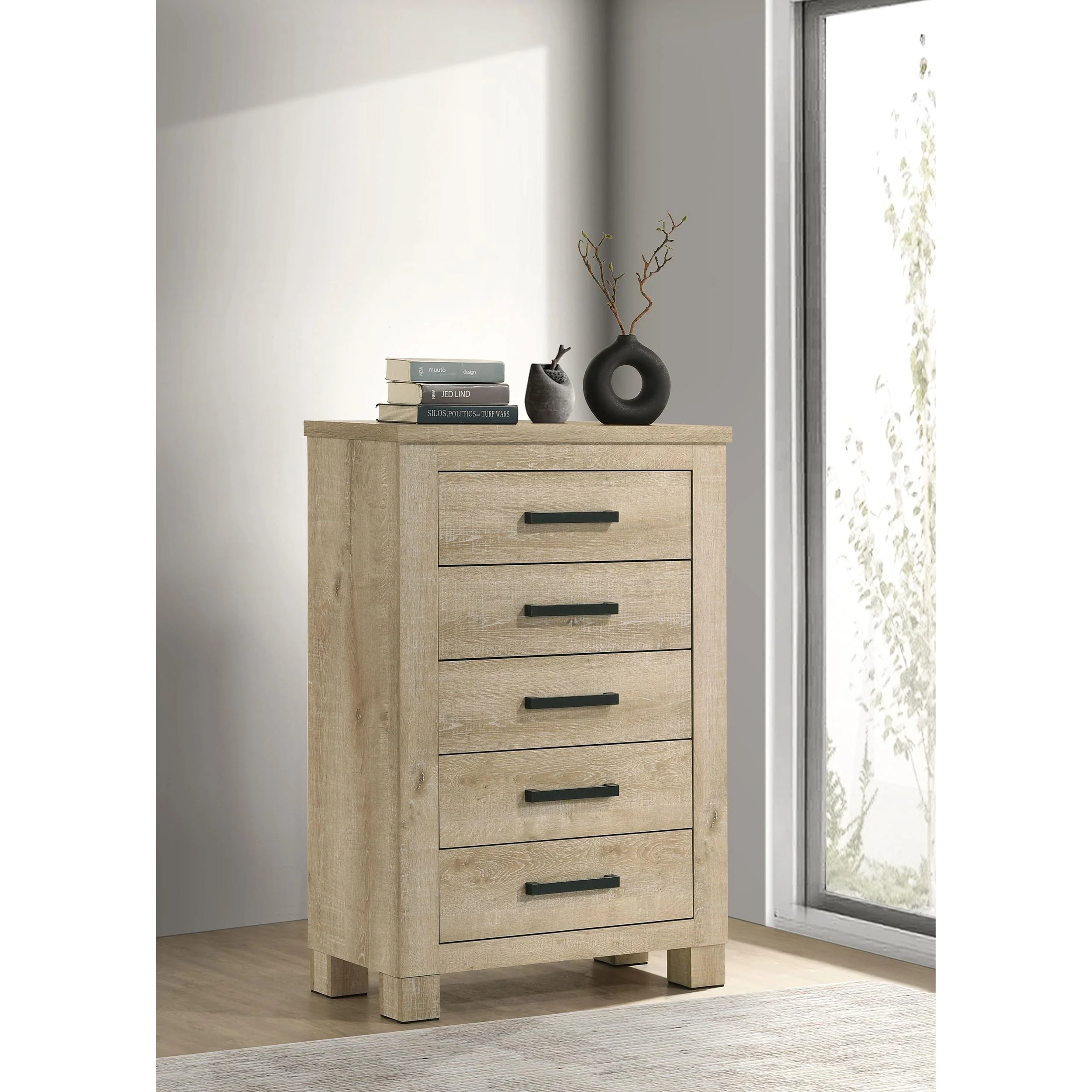 Coaster Furniture Oakglen 225105 5-drawer Chest - Weathered Oak - Image 2