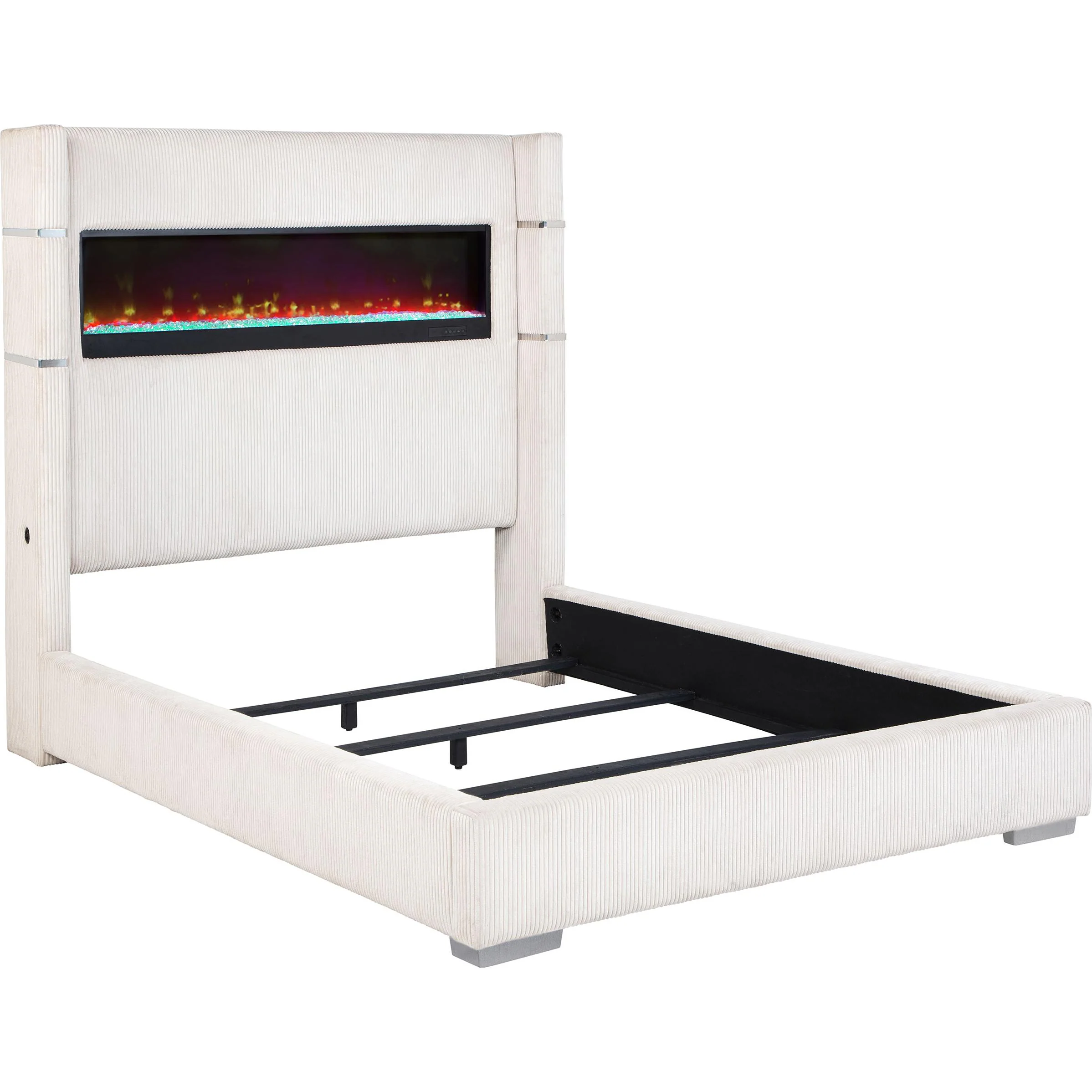 Coaster Furniture Tisdall 306032KW Upholstered California King Flame Visualizer Bed - Cream - Image 1