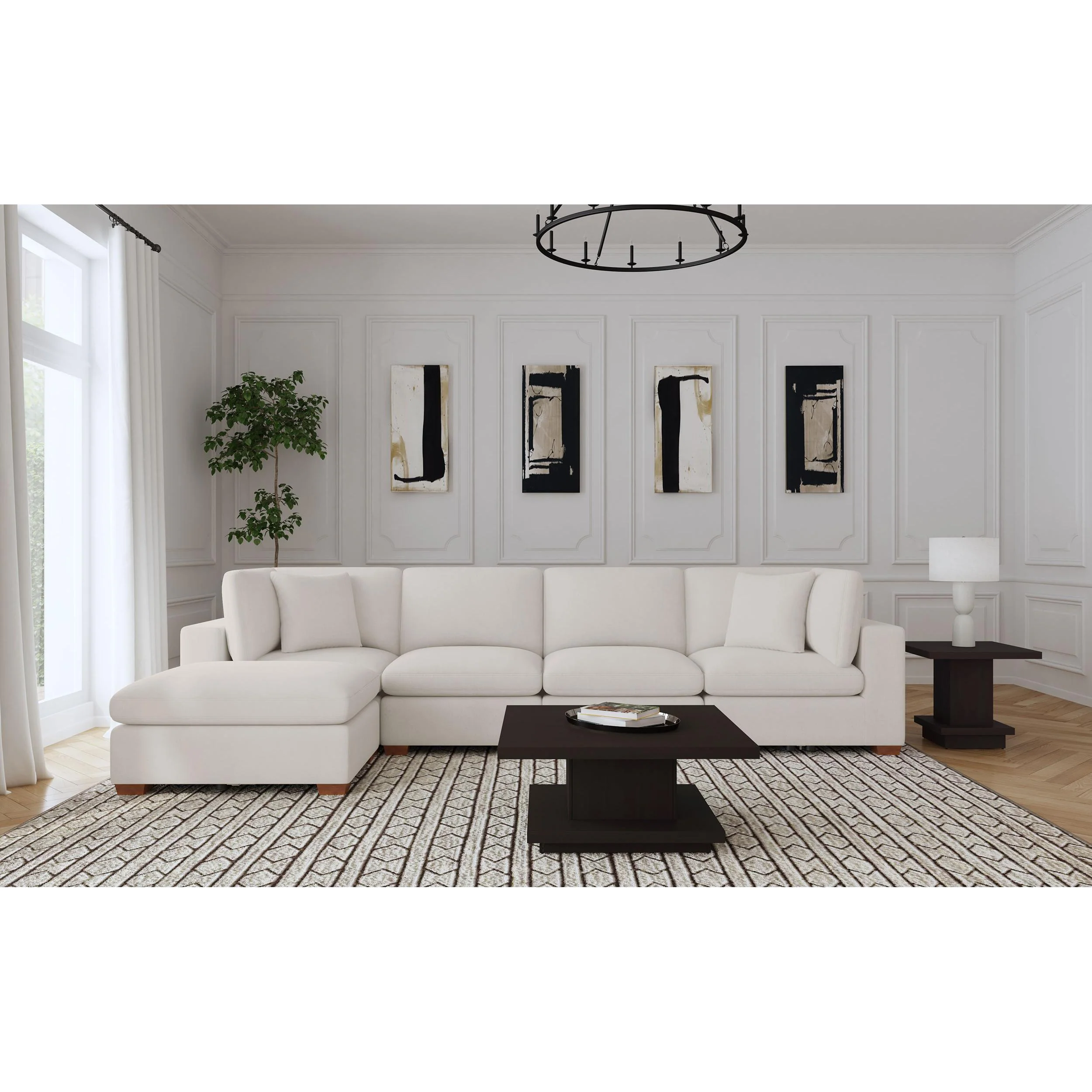 Coaster Furniture Lakeview 551461-SETB 5 pc Upholstered Modular Sectional Sofa - Ivory - Image 3