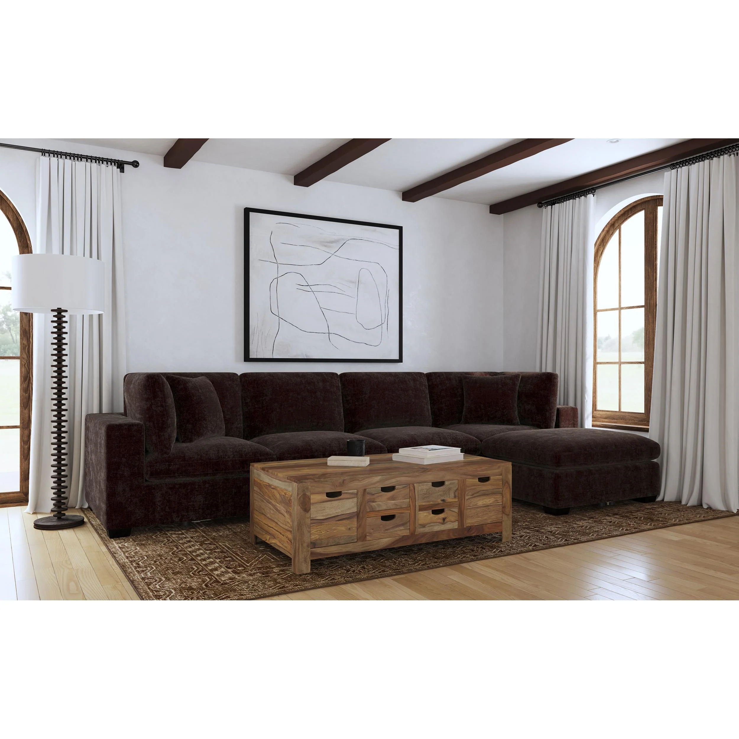Coaster Furniture Lakeview 551464-SETB 5 pc Upholstered Modular Sectional Sofa - Dark Chocolate - Image 1