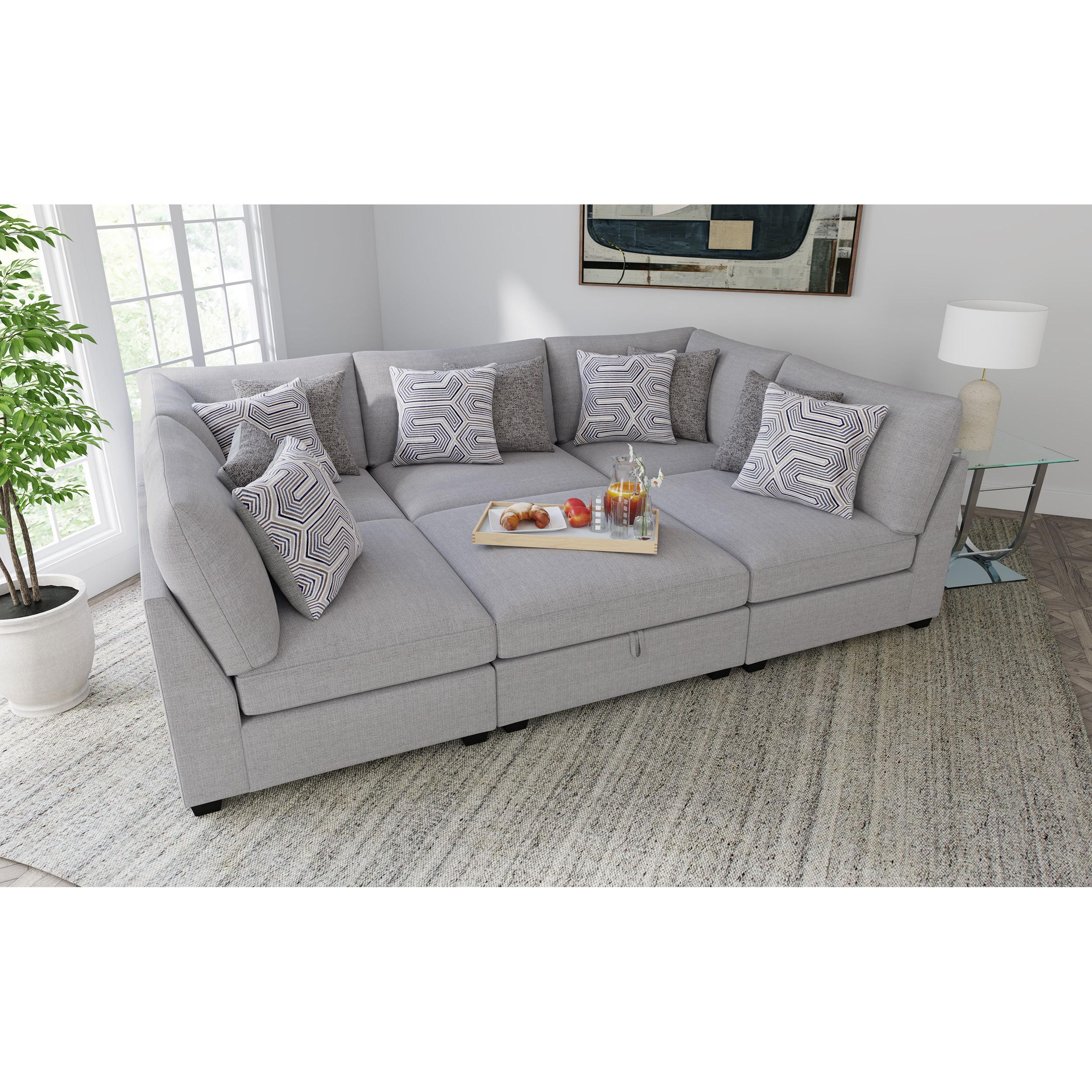 Coaster Furniture Cambria 551511-S6A 6 pc Upholstered Modular Sectional - Grey - Image 2