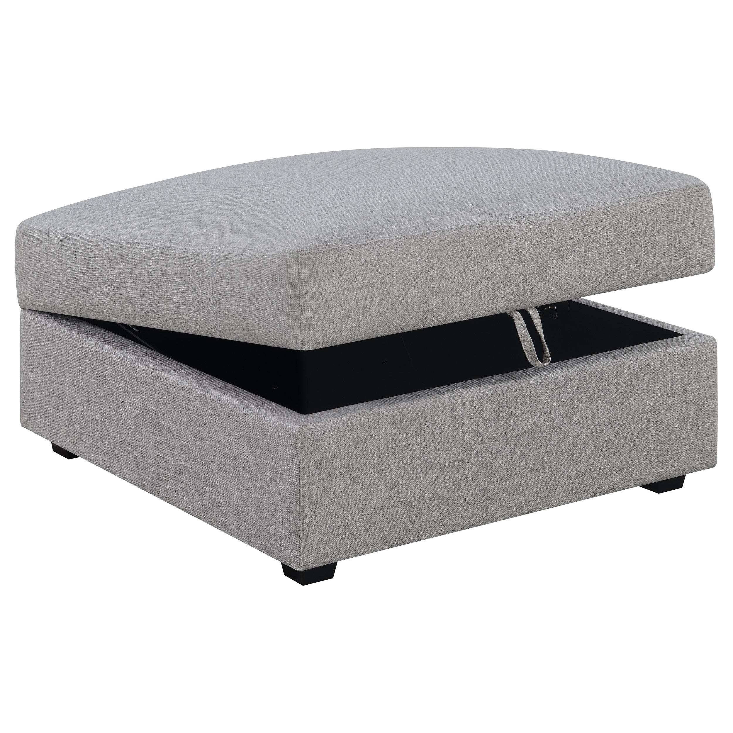 Coaster Furniture Cambria 551513 Square Upholstered Storage Ottoman - Grey - Image 3