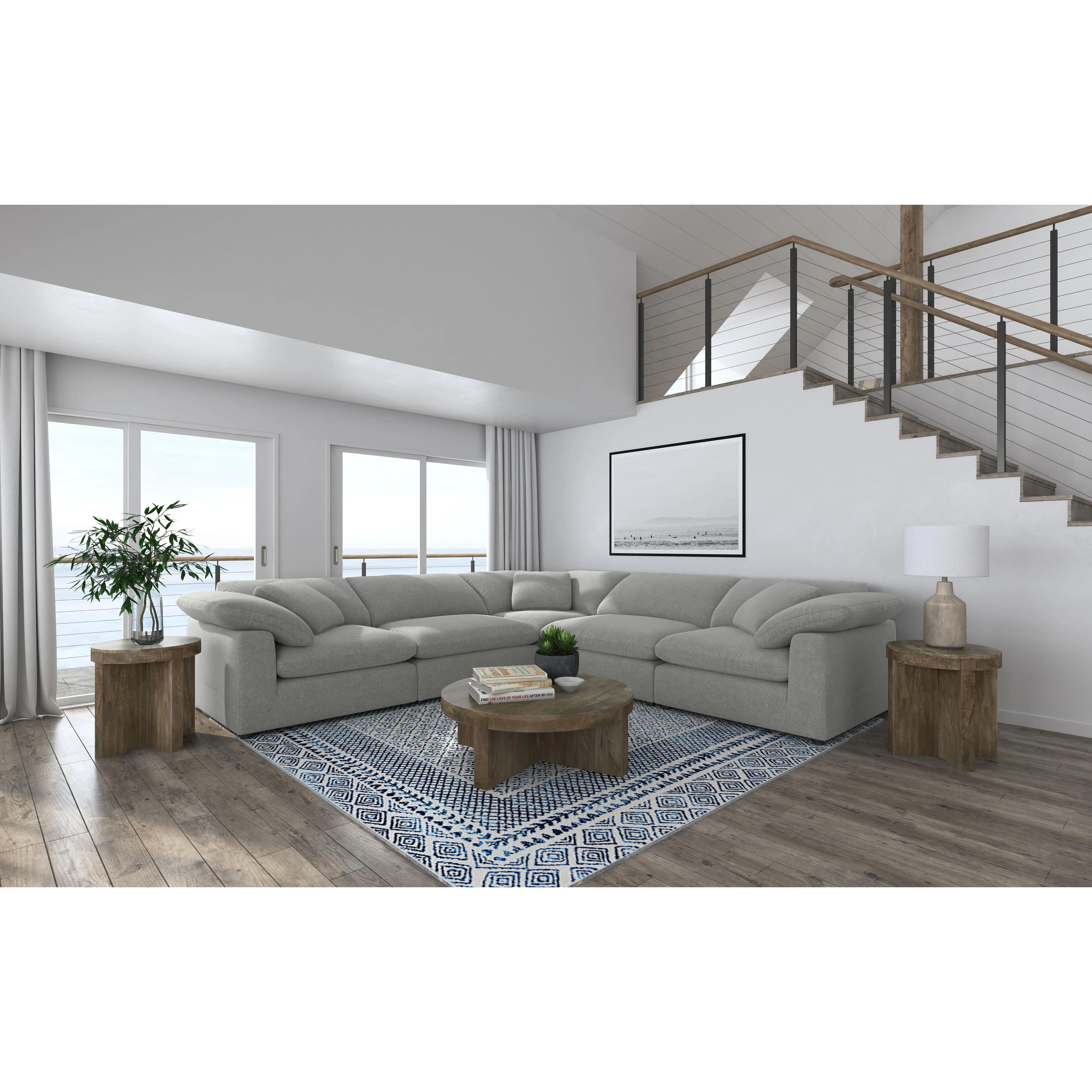 Coaster Furniture Raleigh 551754-SETB 5 pc Boucle Upholstered Modular Sectional - Grey - Image 2