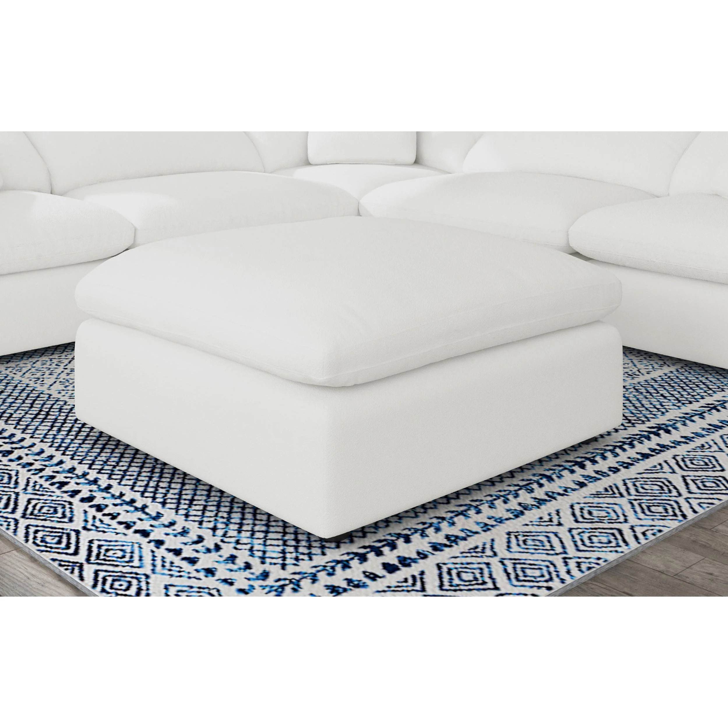 Coaster Furniture Raleigh 551753 Boucle Upholstered Ottoman - Ivory - Image 2