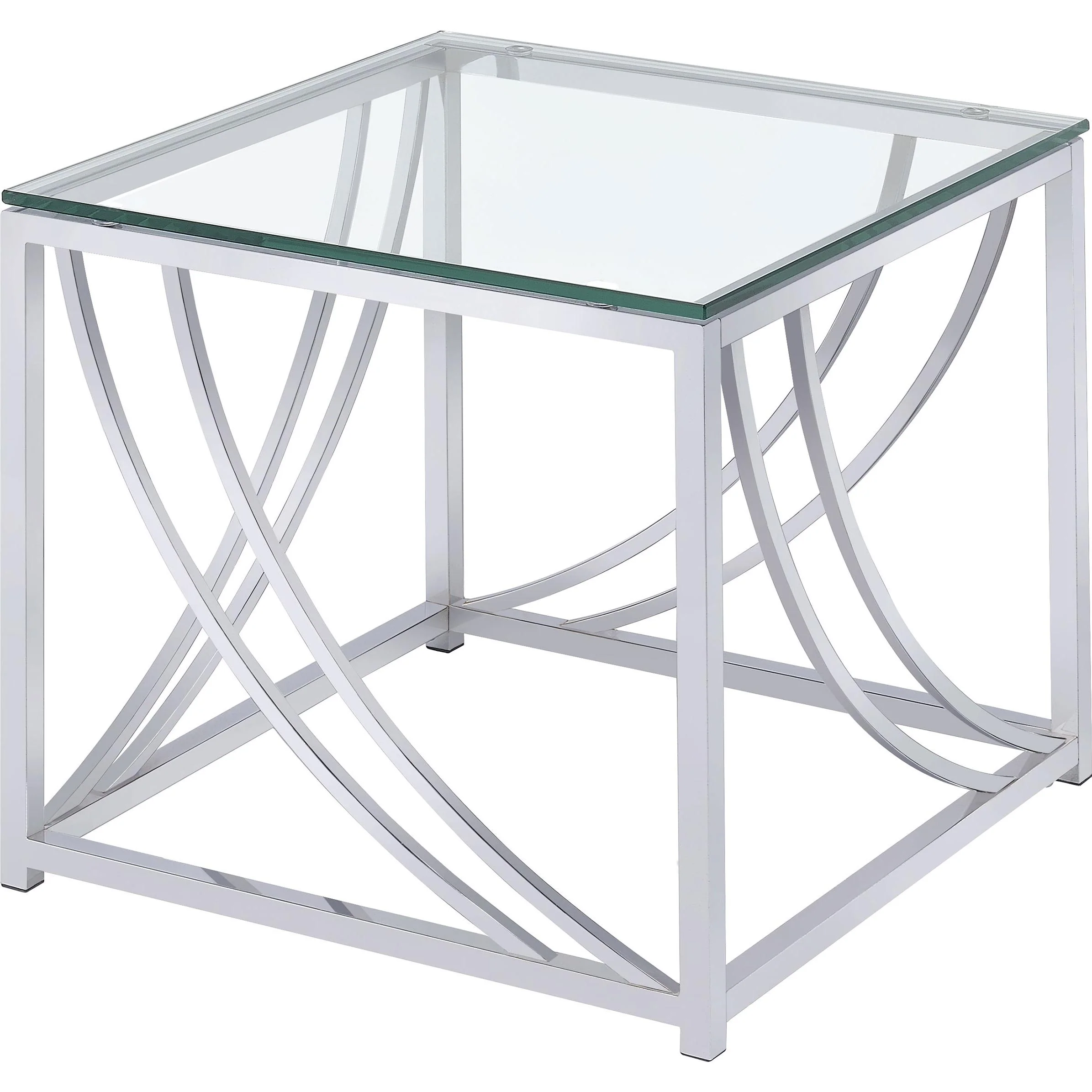 Coaster Furniture Lille 720498-S3 3-piece Glass Top Coffee And End Table Set - Chrome - Image 3