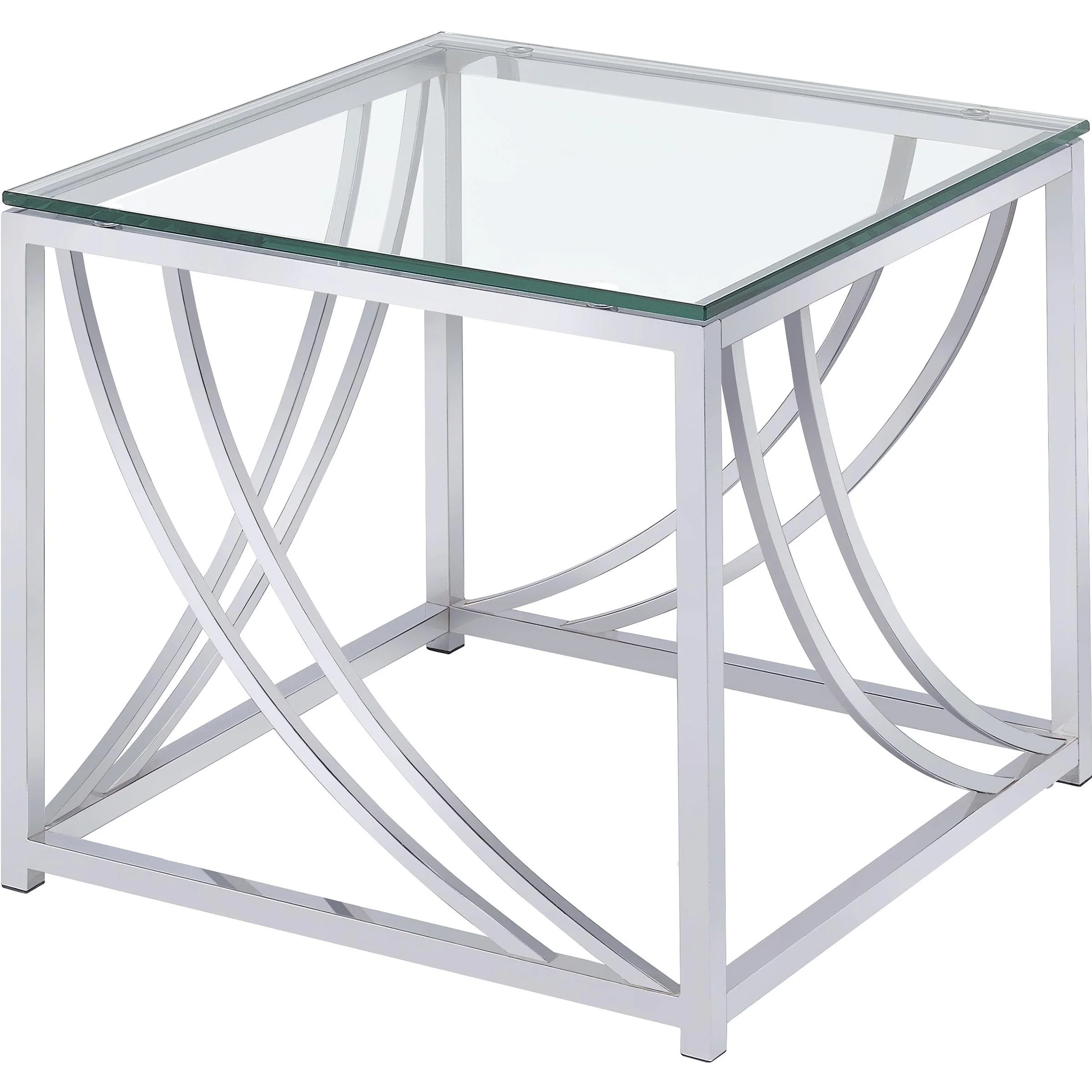 Coaster Furniture Lille 720498-S2 2-piece Glass Top Coffee And End Table Set - Chrome - Image 3