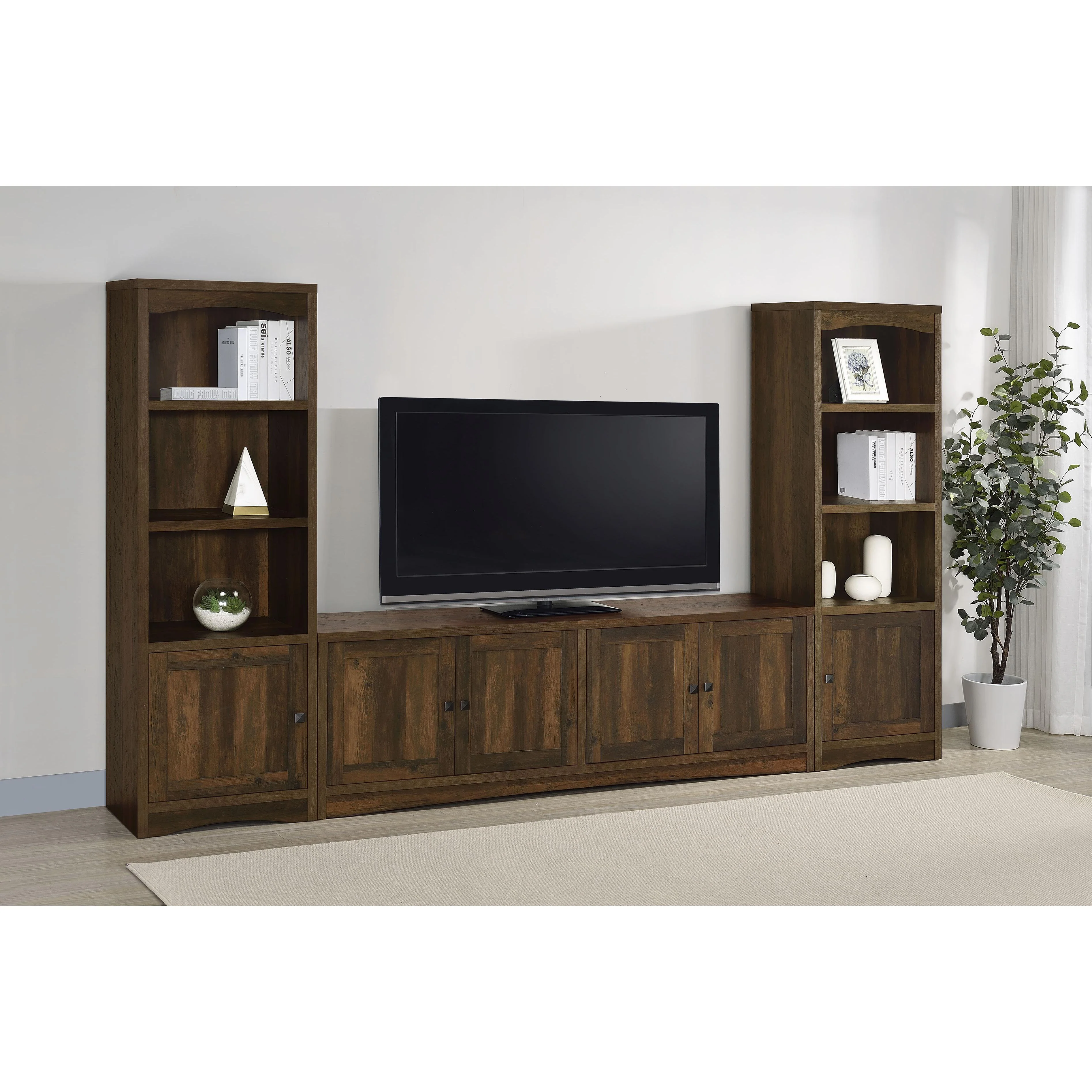 Coaster Furniture Laughlin 724123-SET 3-piece Entertainment Center TV Stand – Dark Pine