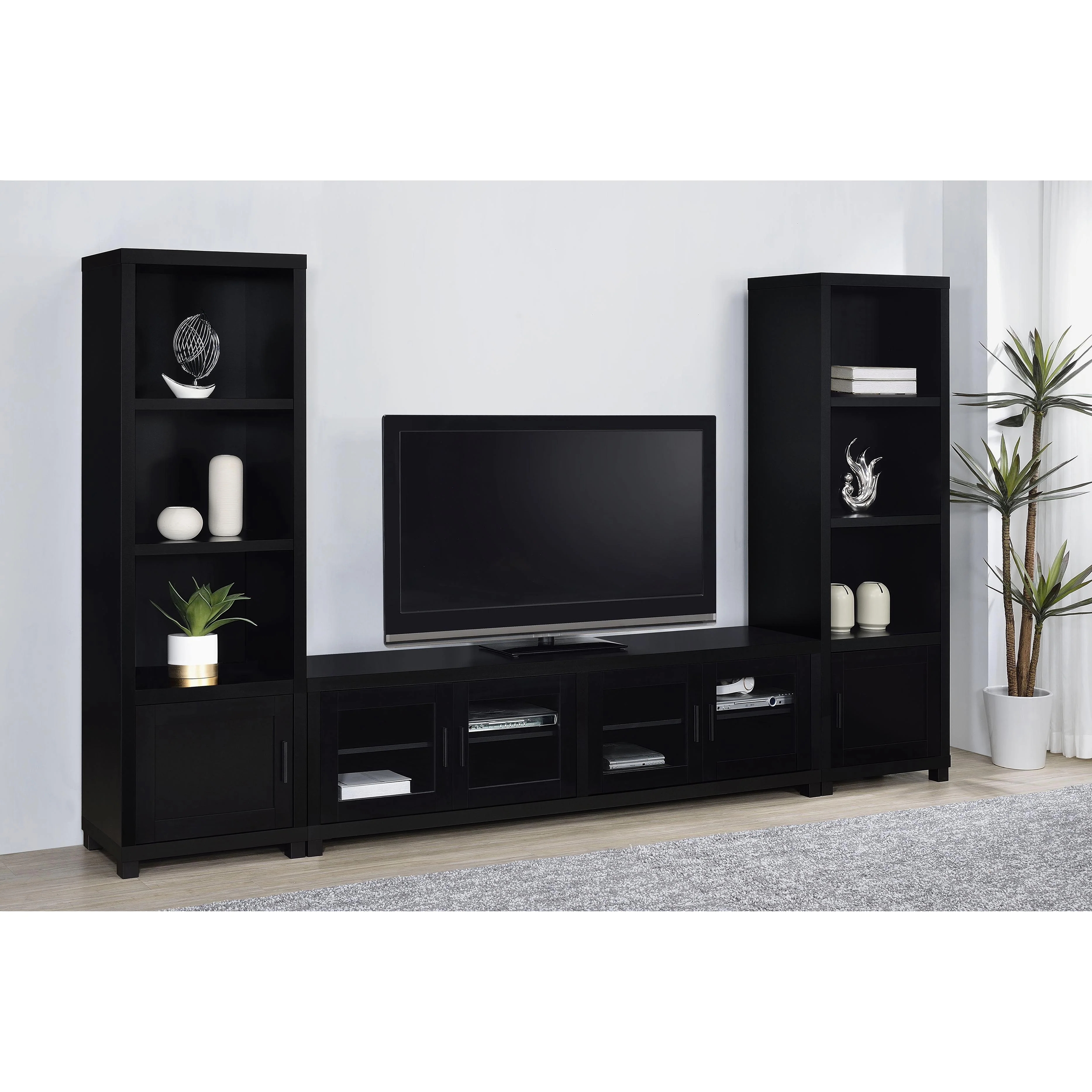 Coaster Furniture Jupiter 736303-SET 3-piece Entertainment Center 79-inch TV Stand – Black