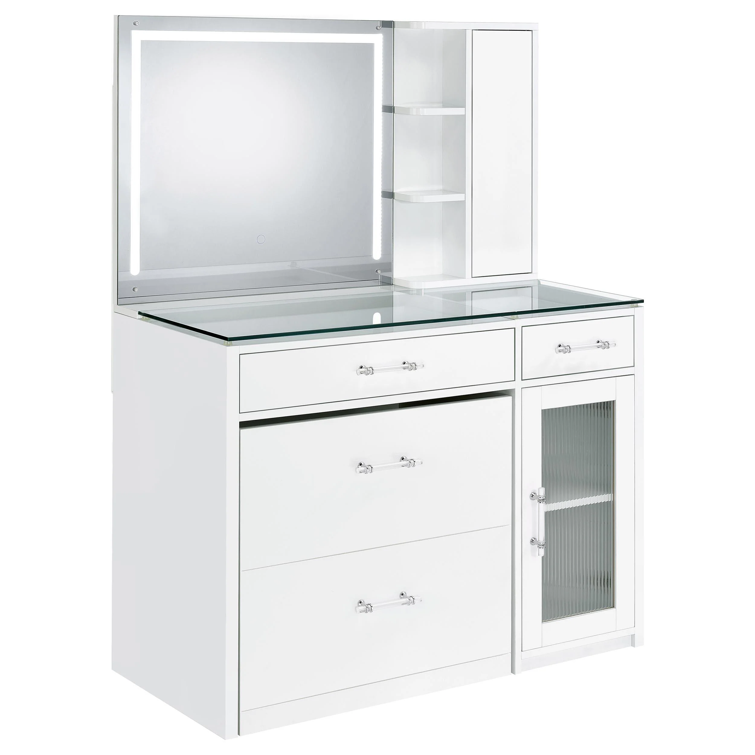 Coaster Furniture Flora 930218 2-drawer Vanity Set with LED Mirror – White High Gloss