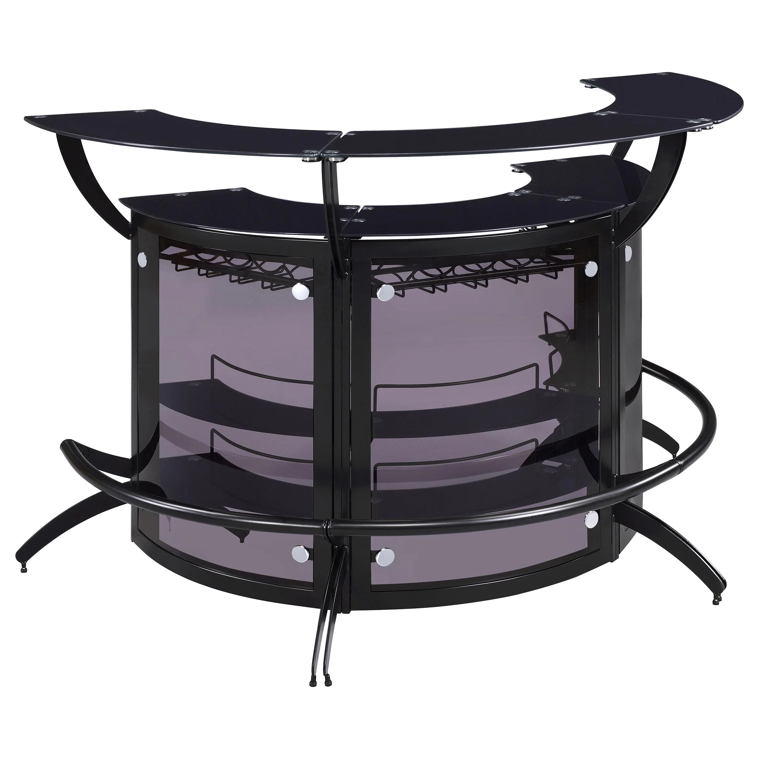 Coaster Furniture Dallas 182135-S3 3-piece Curved Freestanding Home Bar Cabinet - Black - Image 1