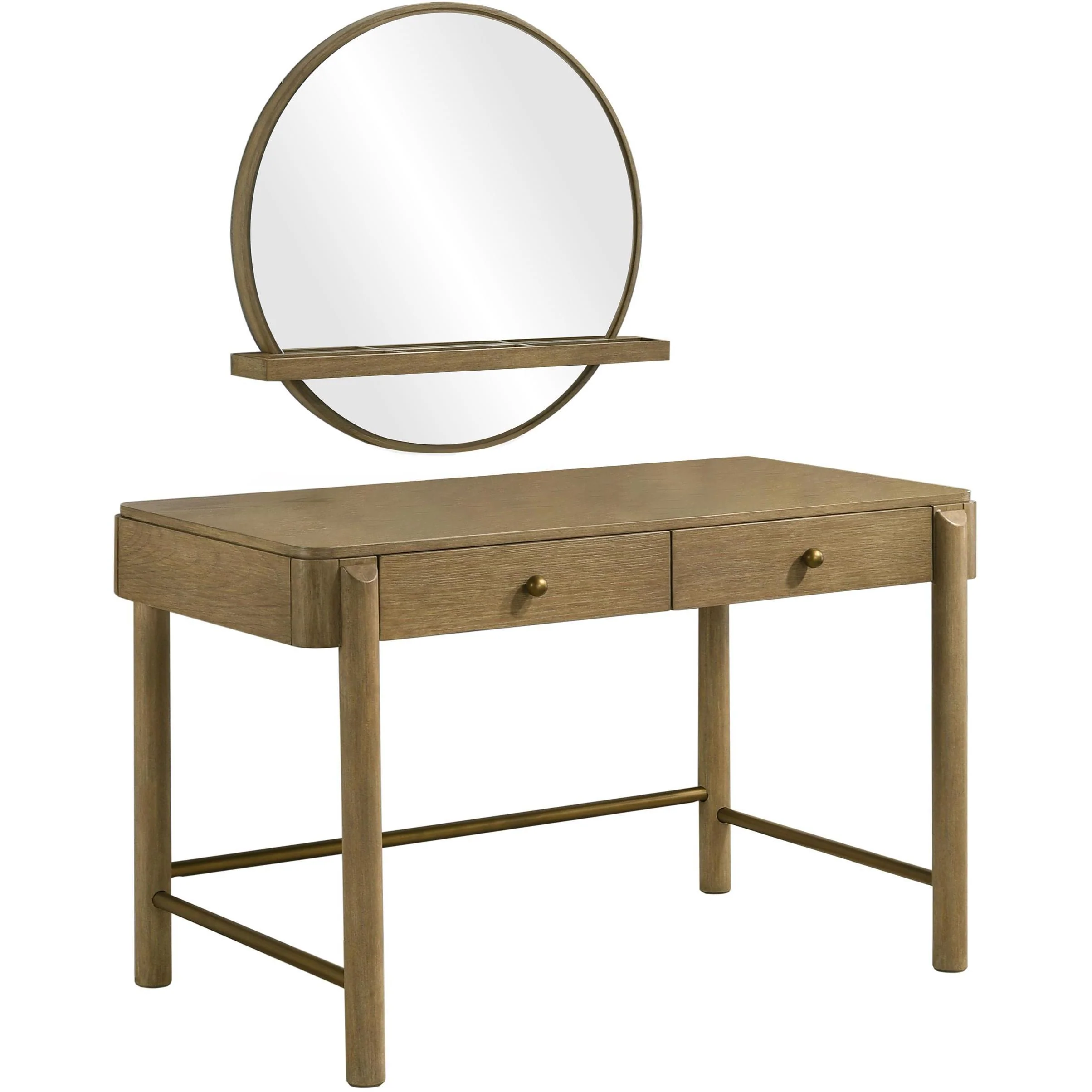 Coaster Furniture Arini 224307-SET 2-piece Makeup Vanity Table and Mirror Set – Sand Wash