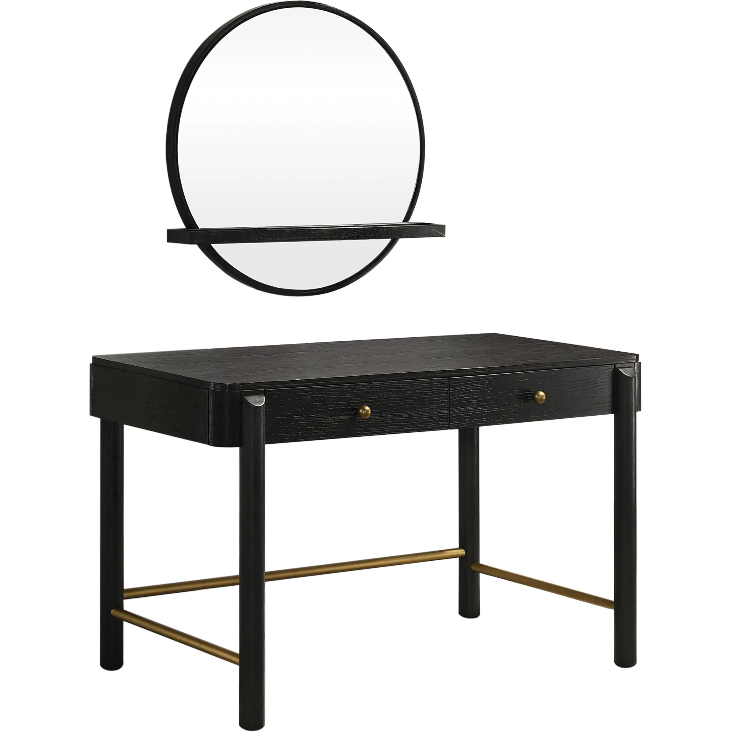 Coaster Furniture Arini 224337-SET 2-piece Makeup Vanity Table and Mirror Set – Black