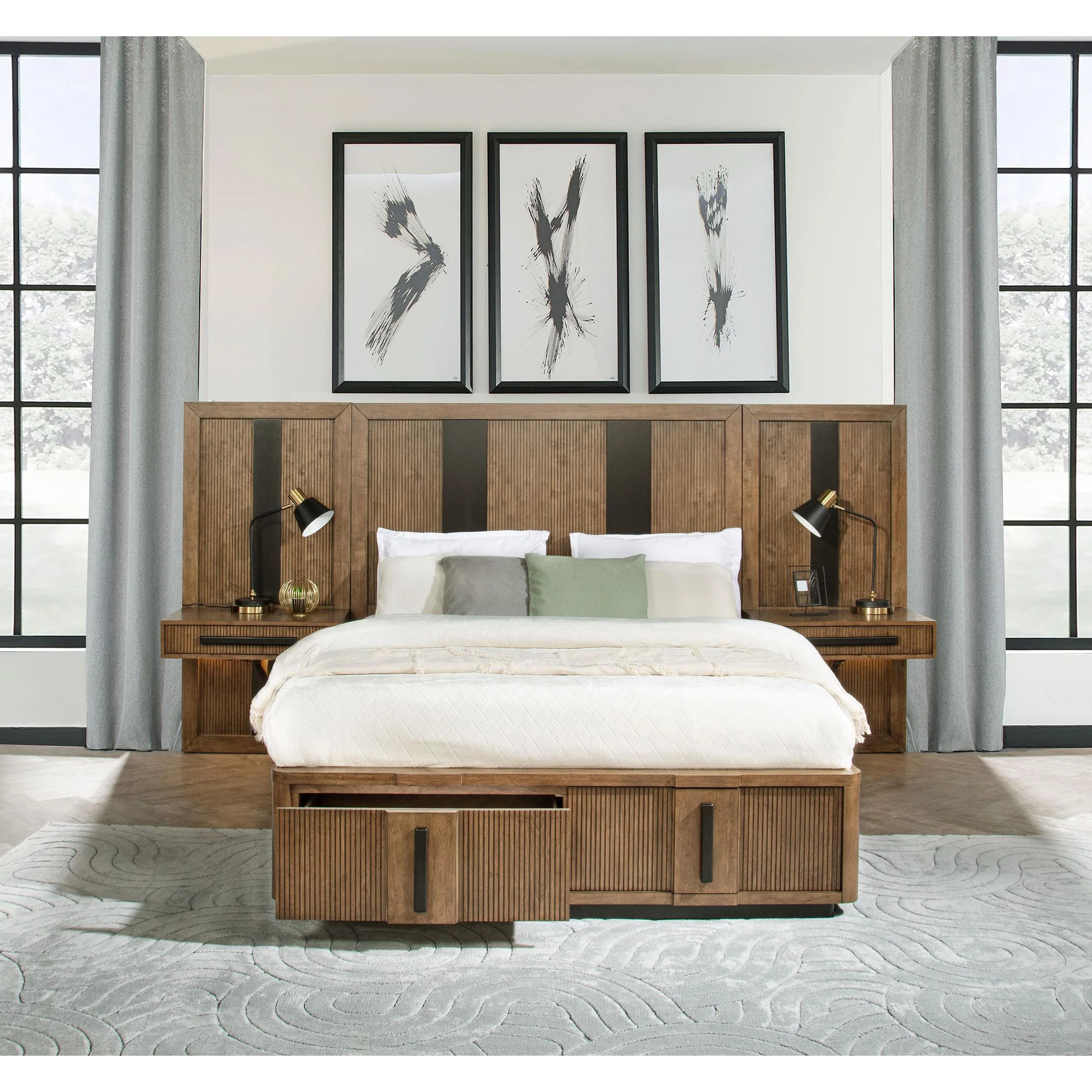 Coaster Furniture Terrace 224900Q-S3P Queen Wall Panel Storage Bed - Ash Brown - Image 2