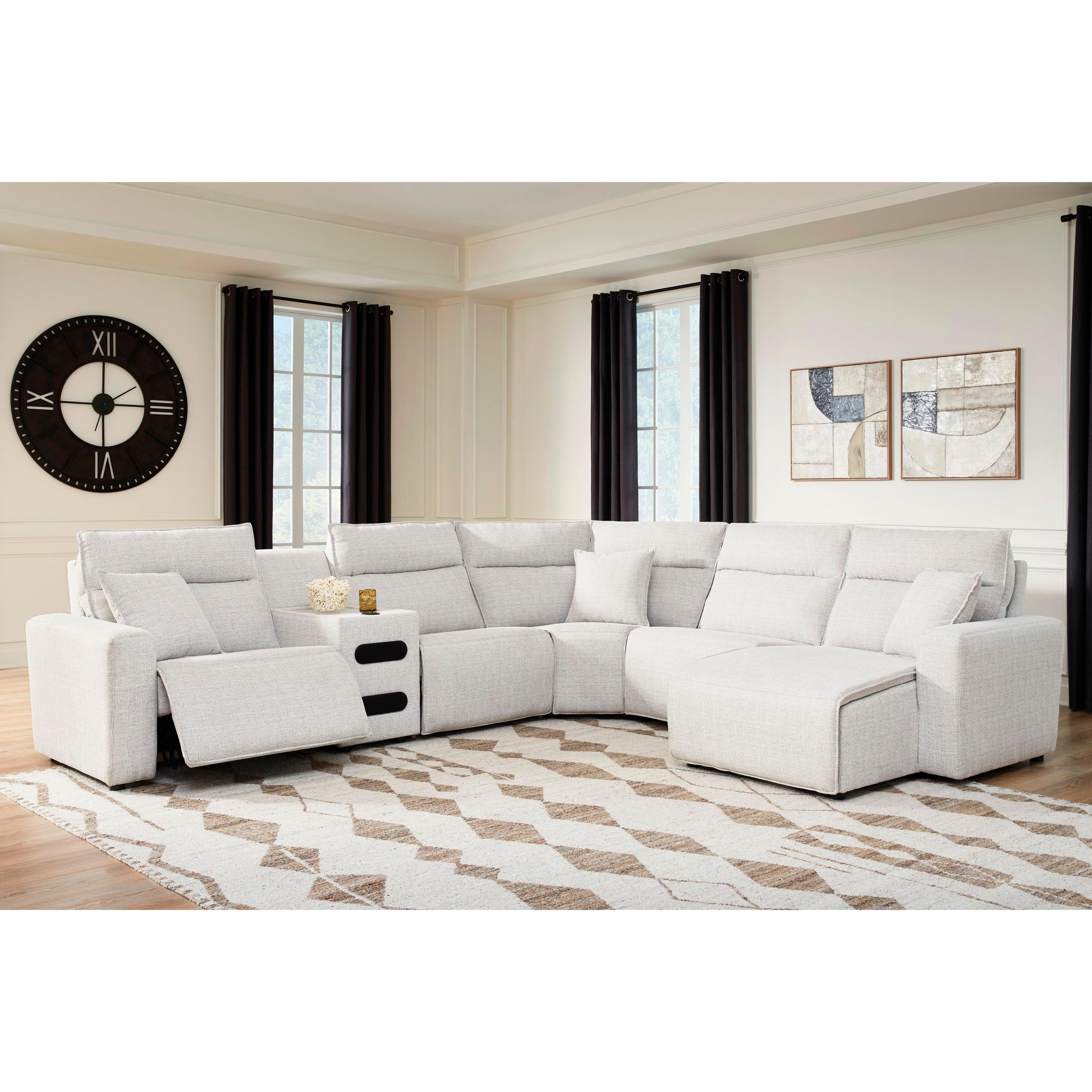 Signature Design by Ashley ModMax II 65907S28 6 pc Reclining Sectional with Chaise and Audio Console - Image 2