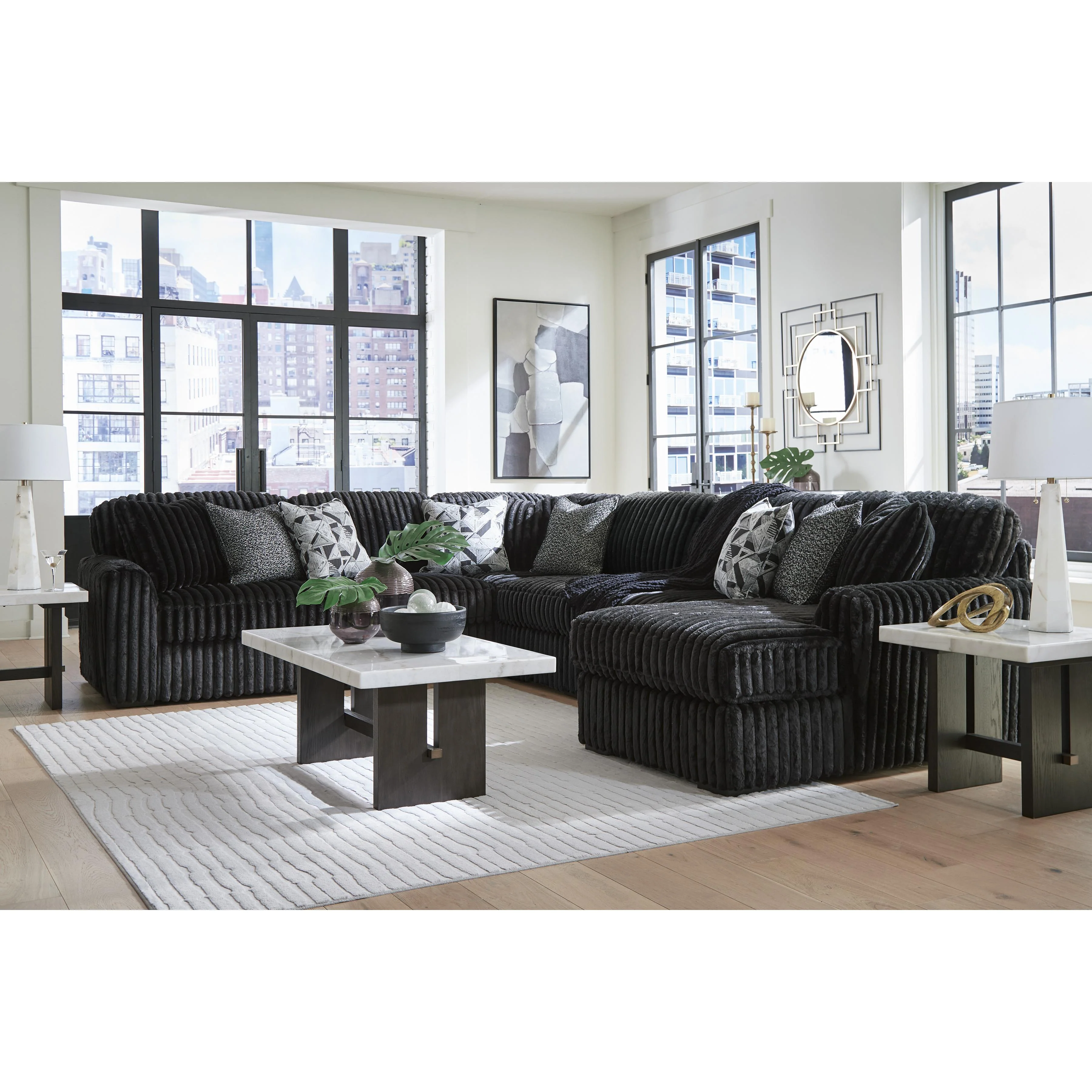 Signature Design by Ashley Midnight-Madness 98103S24 6 pc Sectional with Chaise - Image 3