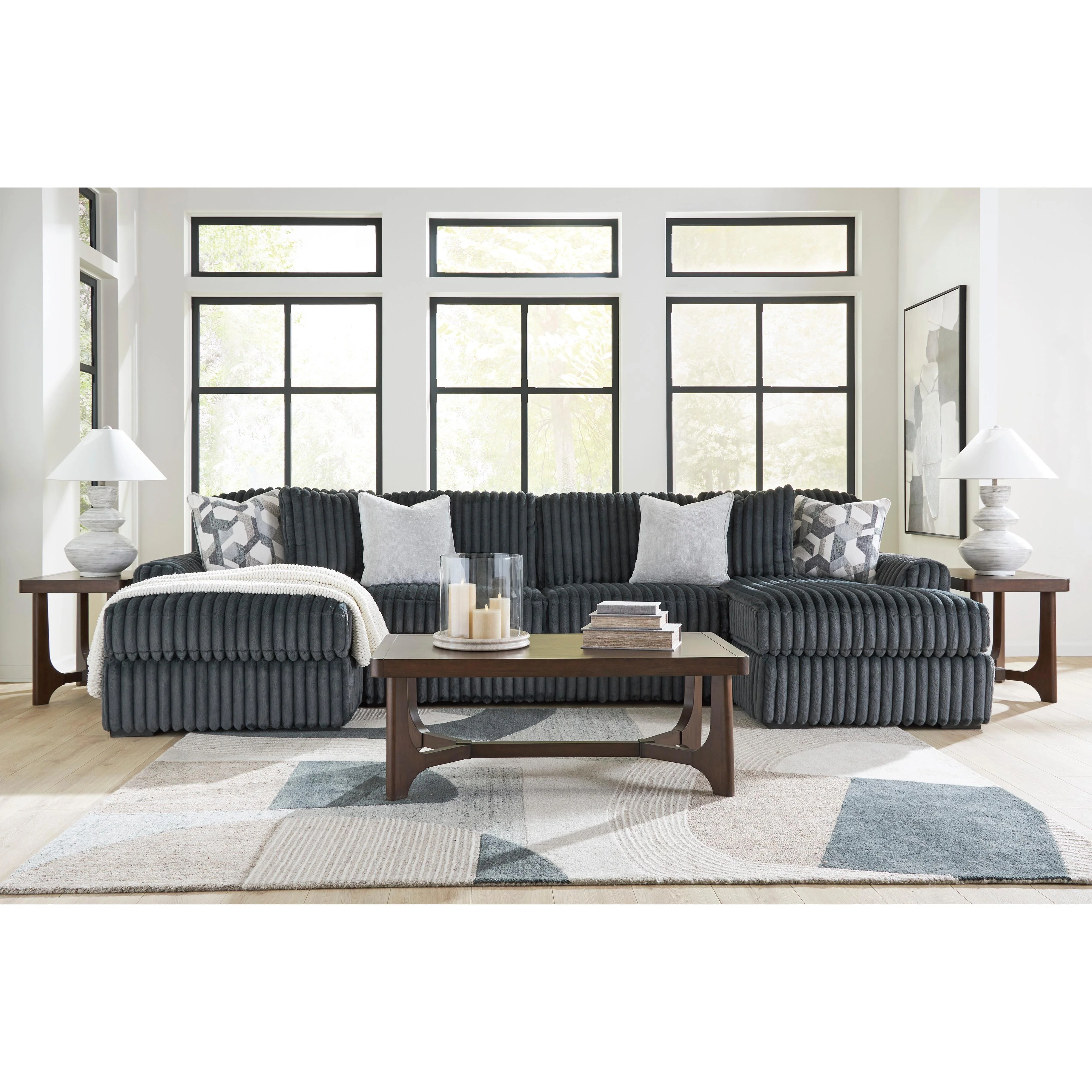 Signature Design by Ashley Midnight-Madness 98105S7 3 pc Double Chaise Sectional - Image 2