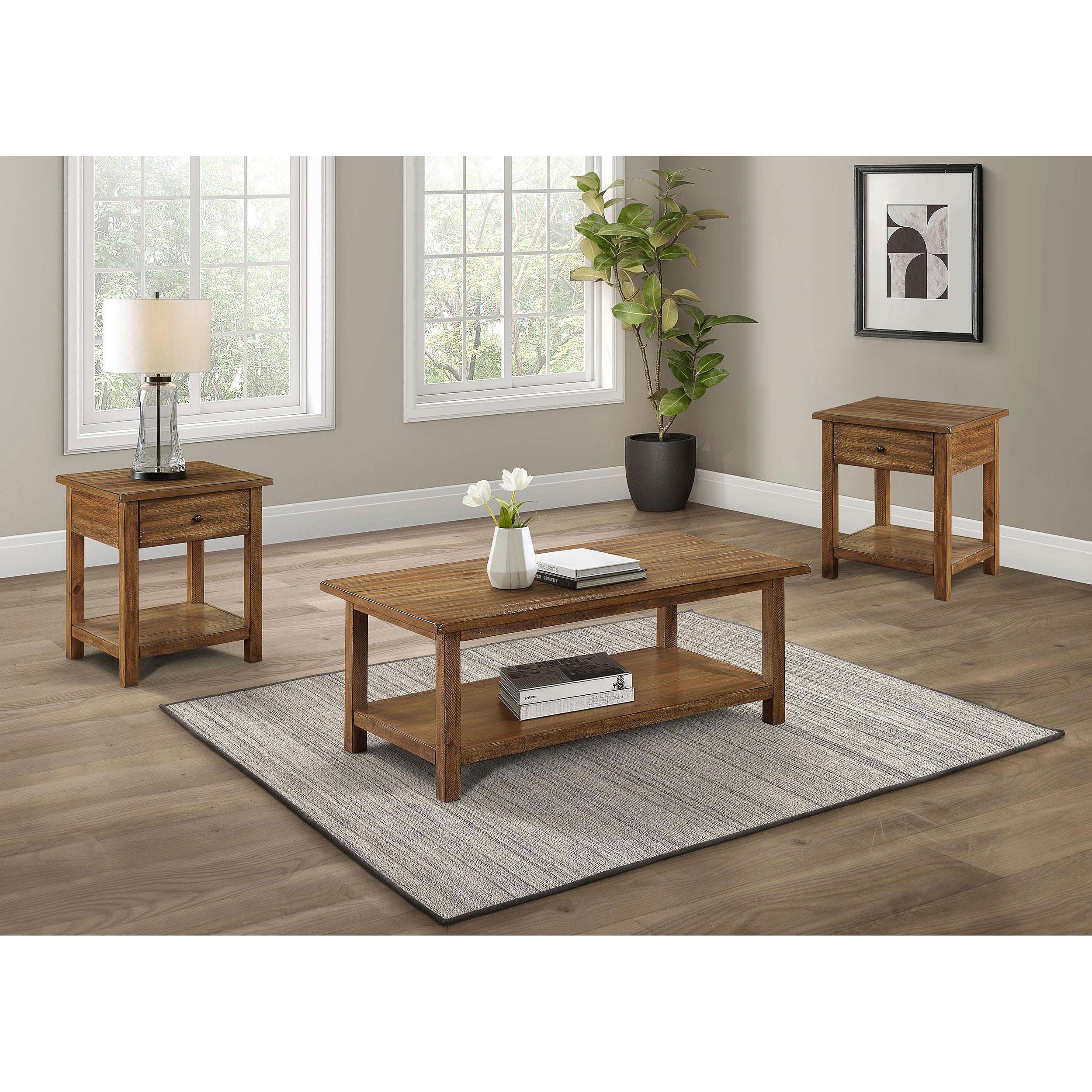 Coaster Furniture Payne 710548-S3 3-piece Coffee and 1-drawer End Table Set – Brown