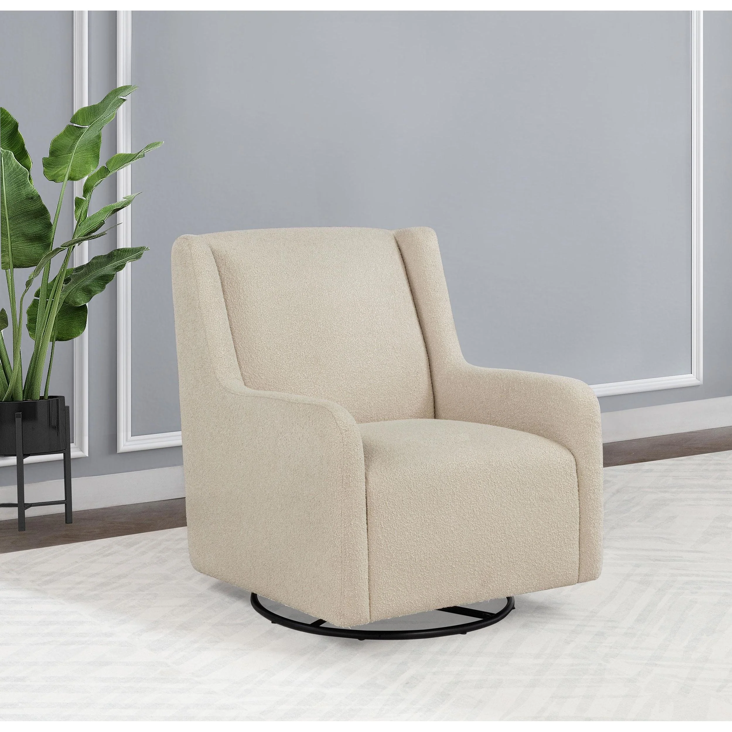 Coaster Furniture Serra 902453 Boucle Upholstered Swivel Glider - Sandy Beige - Image 2