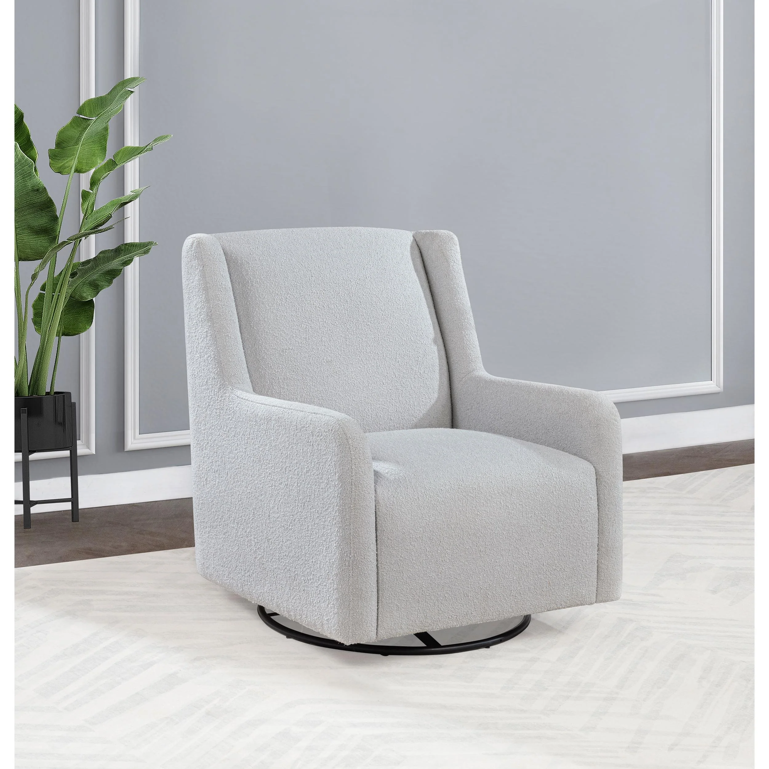 Coaster Furniture Serra 902454 Boucle Upholstered Swivel Glider - Dove Grey - Image 2