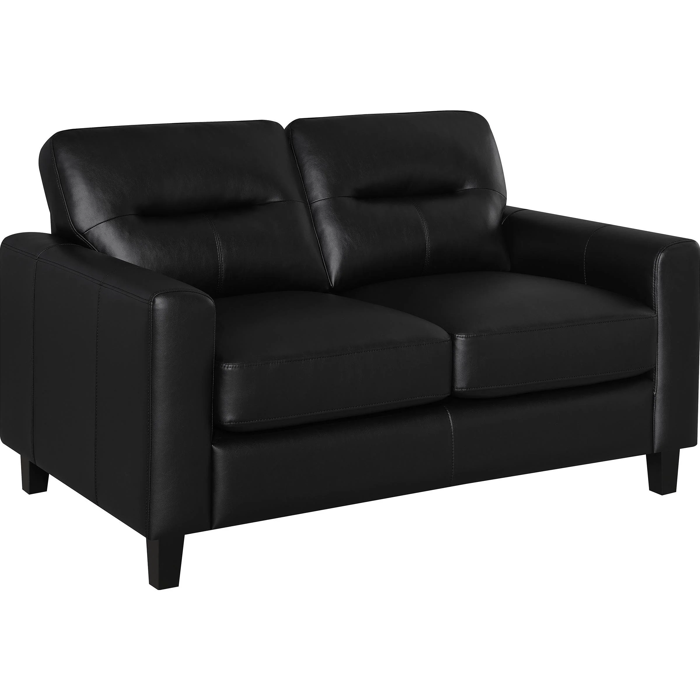 Coaster Furniture Scotland 504665 Faux Leather Upholstered Track Arm Loveseat - Black - Image 1
