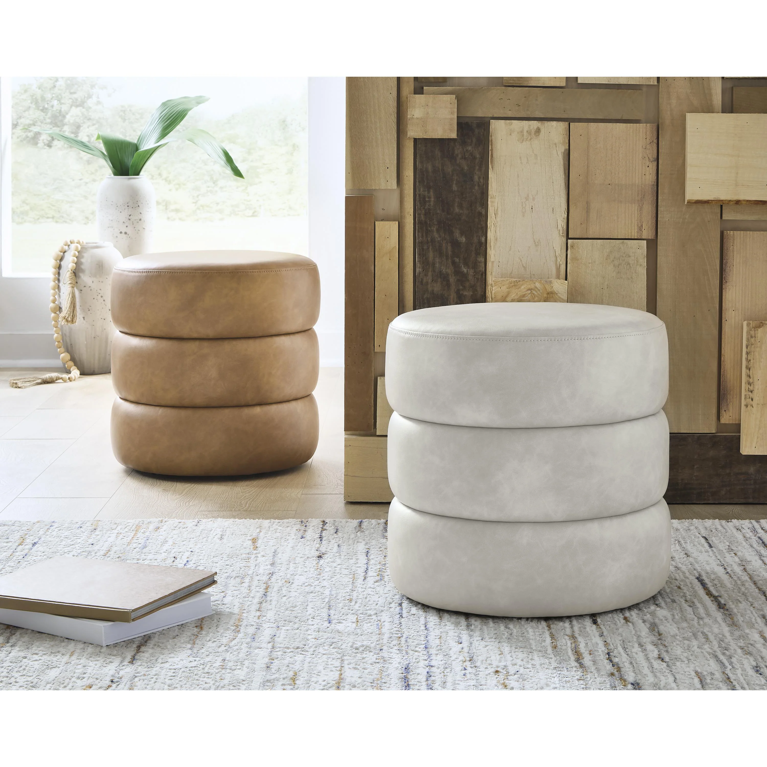 Signature Design by Ashley Ummi Leather Look Ottoman A3000792 - Image 3