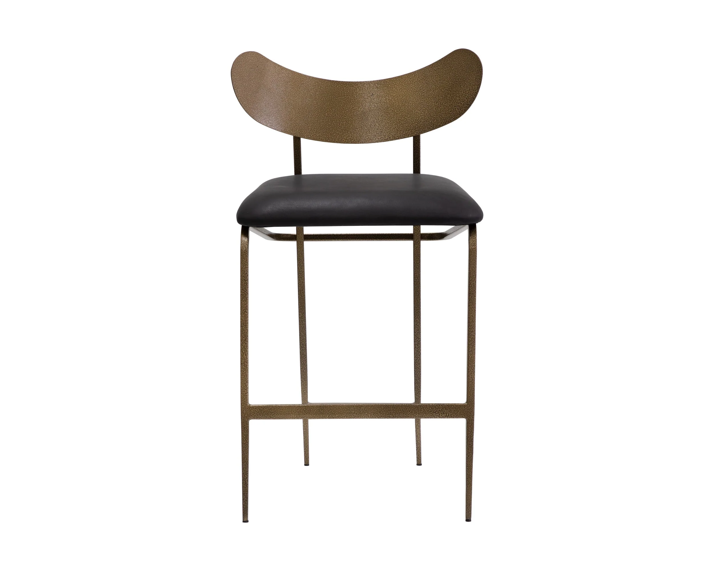 Gibbons Counter Stool - Antique Brass - Charcoal Black Leather - Image 2