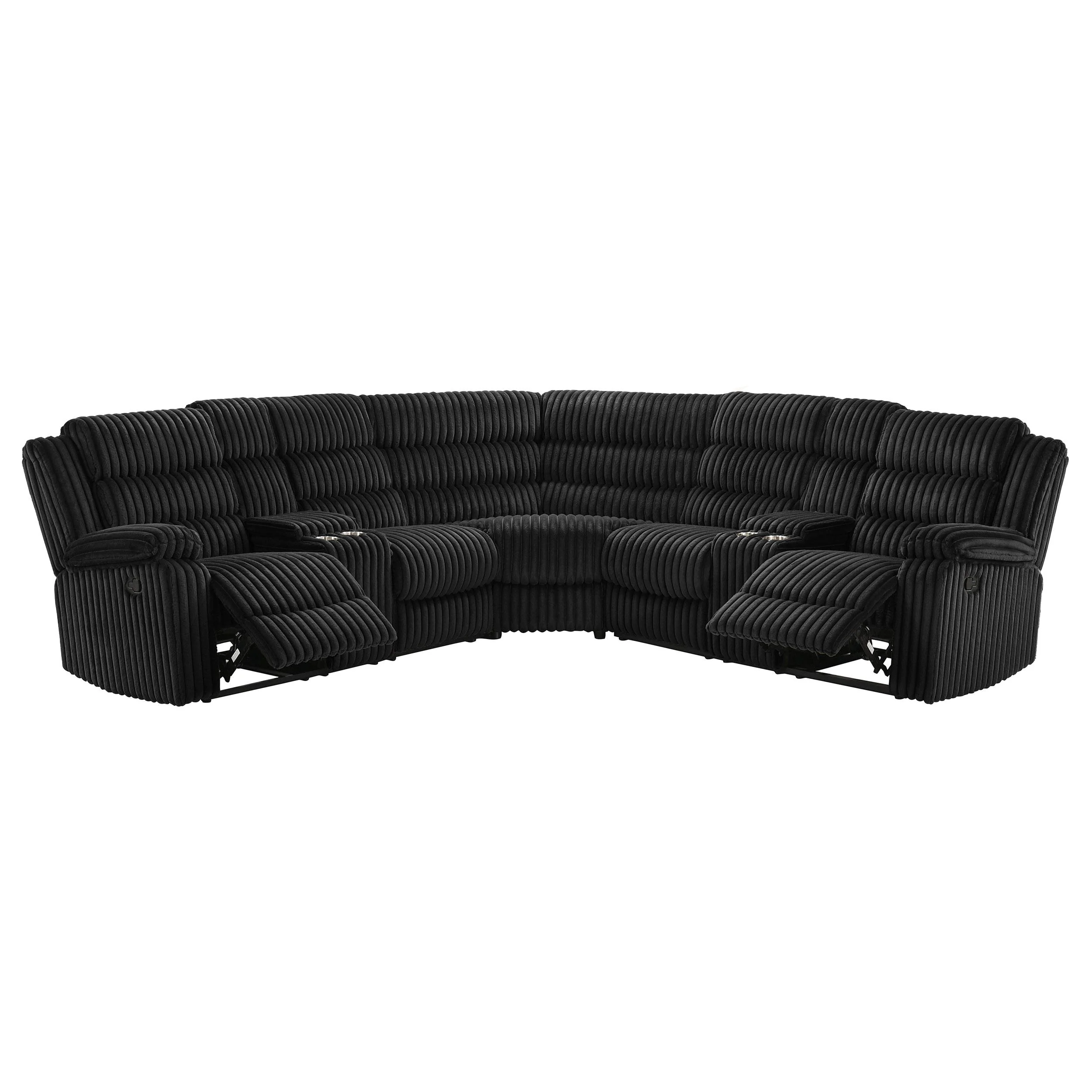 Coaster Furniture Atkinson 601520 Upholstered Reclining Sectional Sofa - Black - Image 2