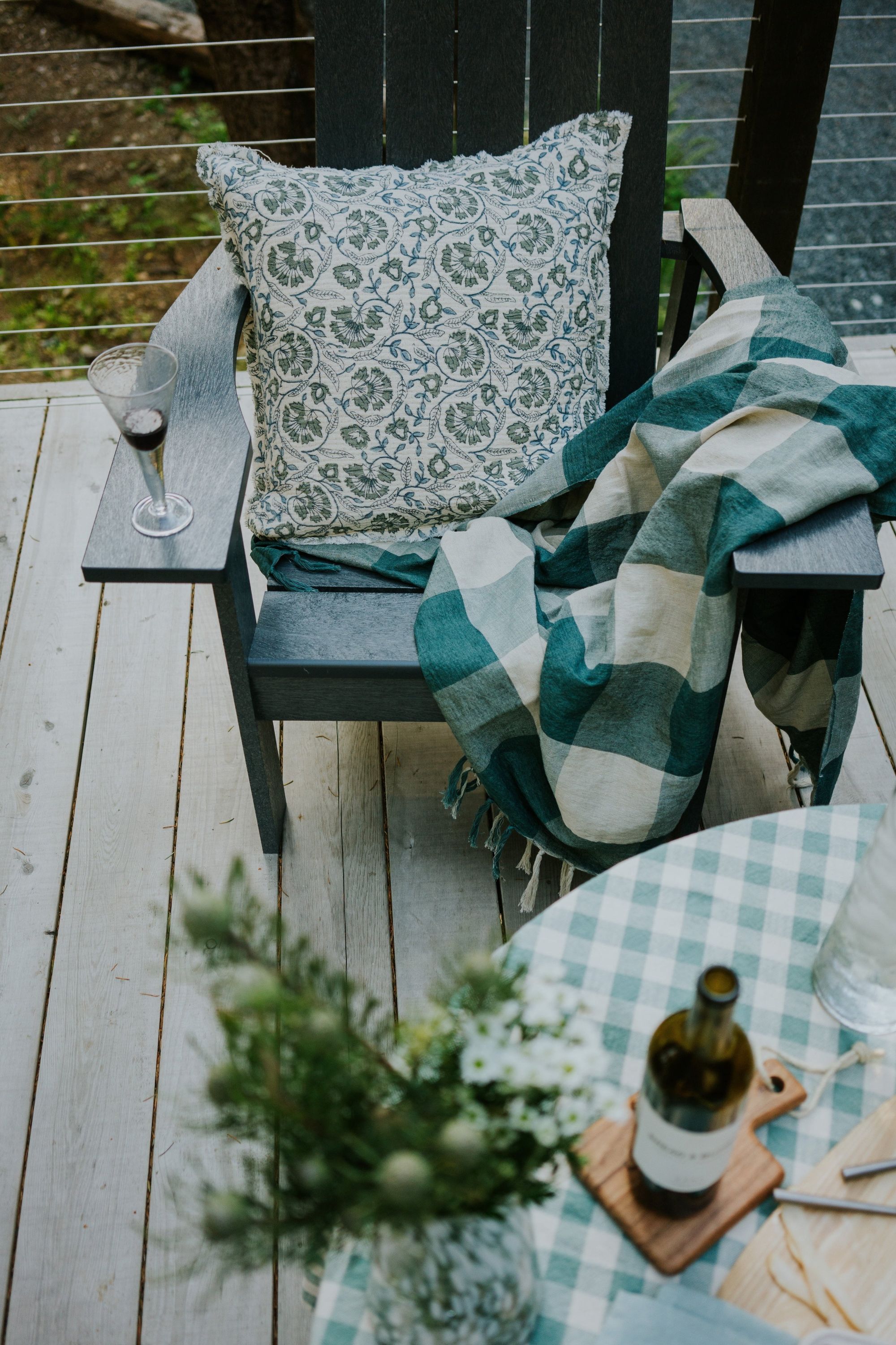 Linen Gingham Throw Blue - Image 2