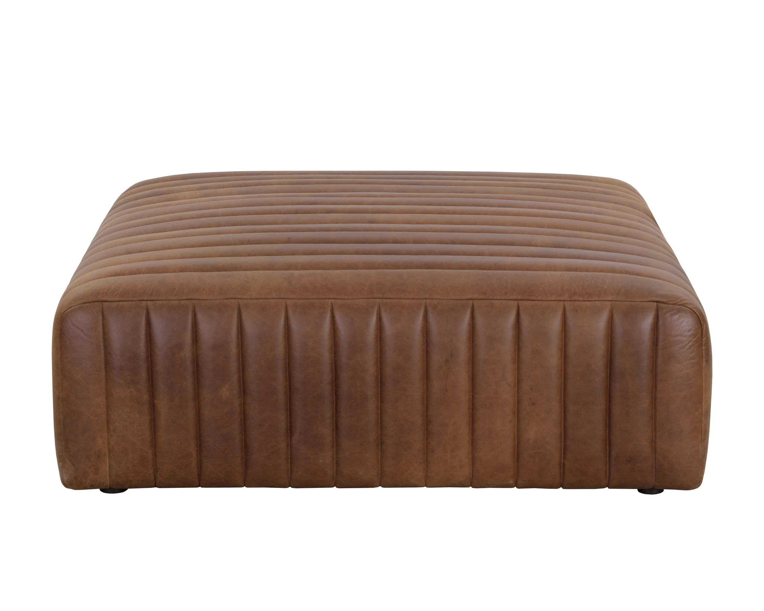 Lewin Ottoman - Square - Lucia Tobacco Leather - Image 2