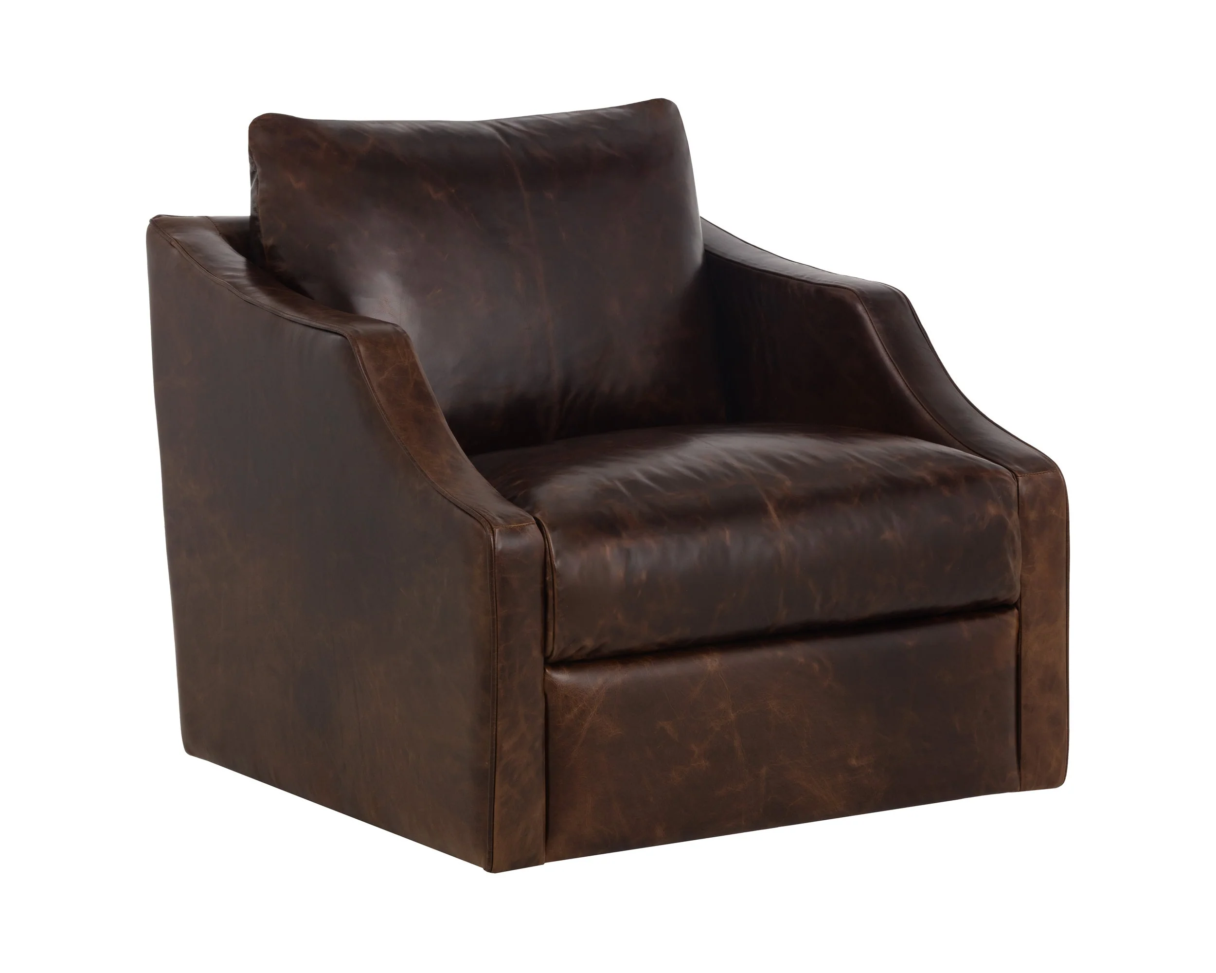 Orwell Swivel Lounge Chair – Chocolate Leather