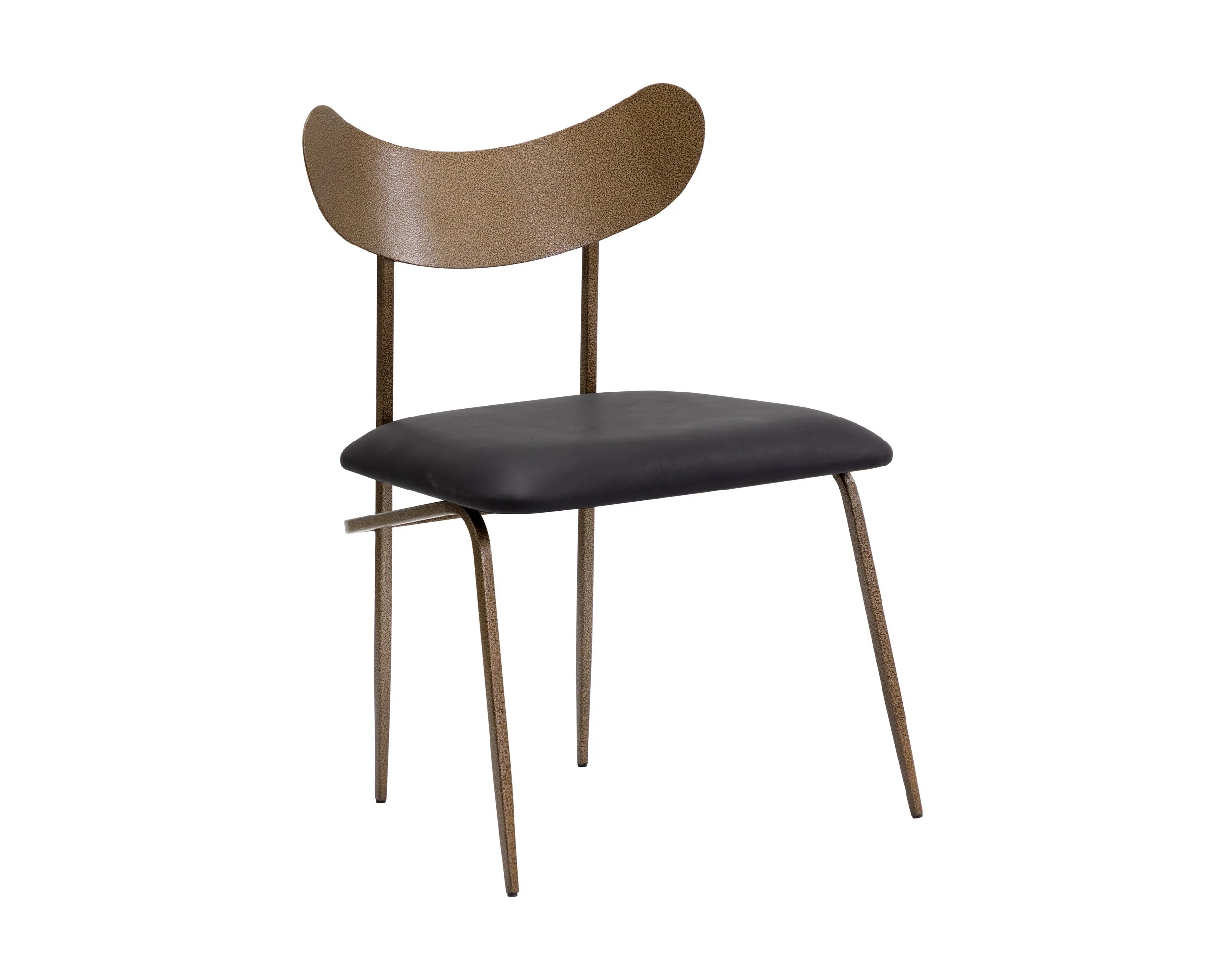 Gibbons Dining Chair – Antique Brass – Charcoal Black Leather