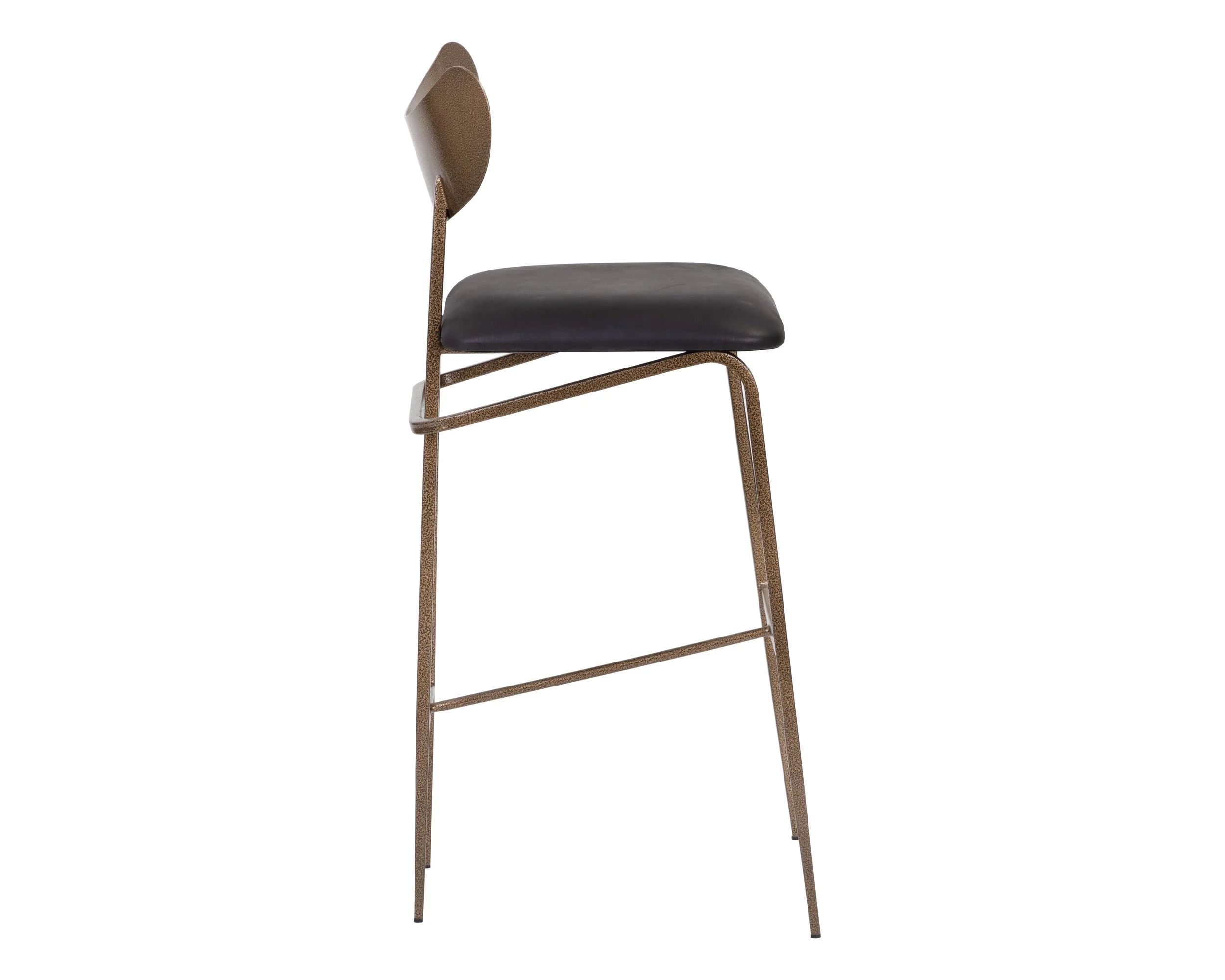 Gibbons Barstool - Antique Brass - Charcoal Black Leather - Image 3
