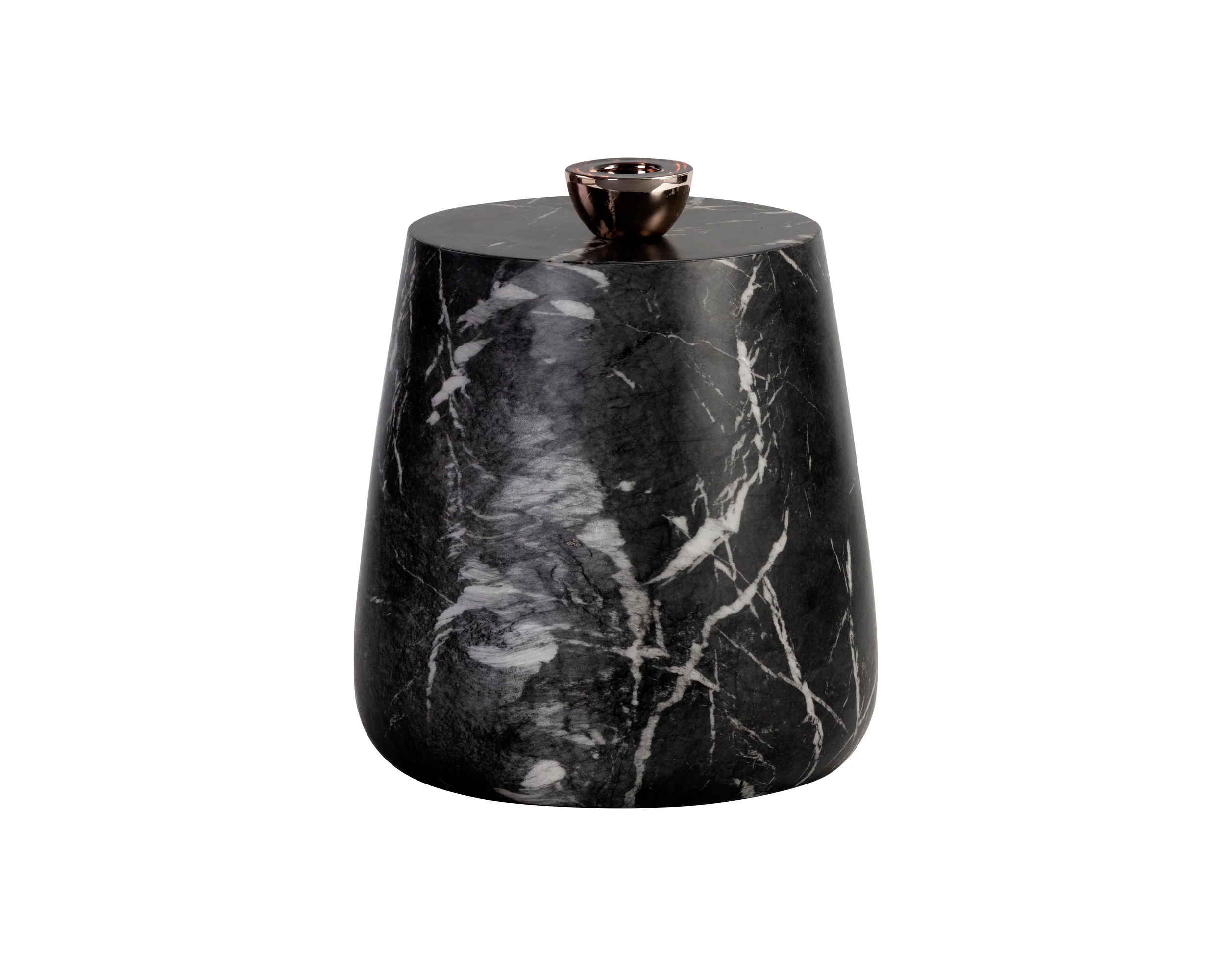 Aries End Table – Marble Look – Black
