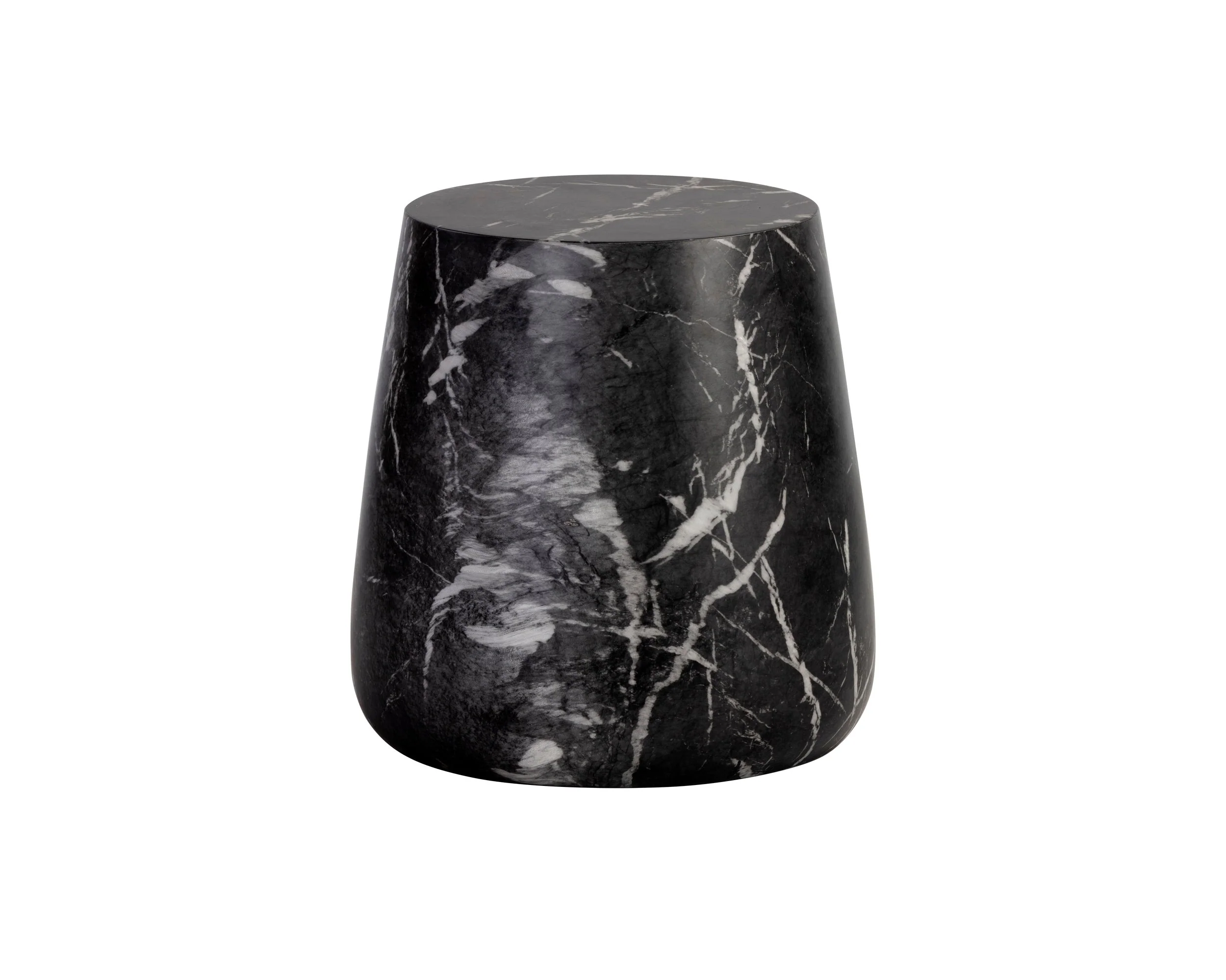 Aries End Table - Marble Look - Black - Image 2