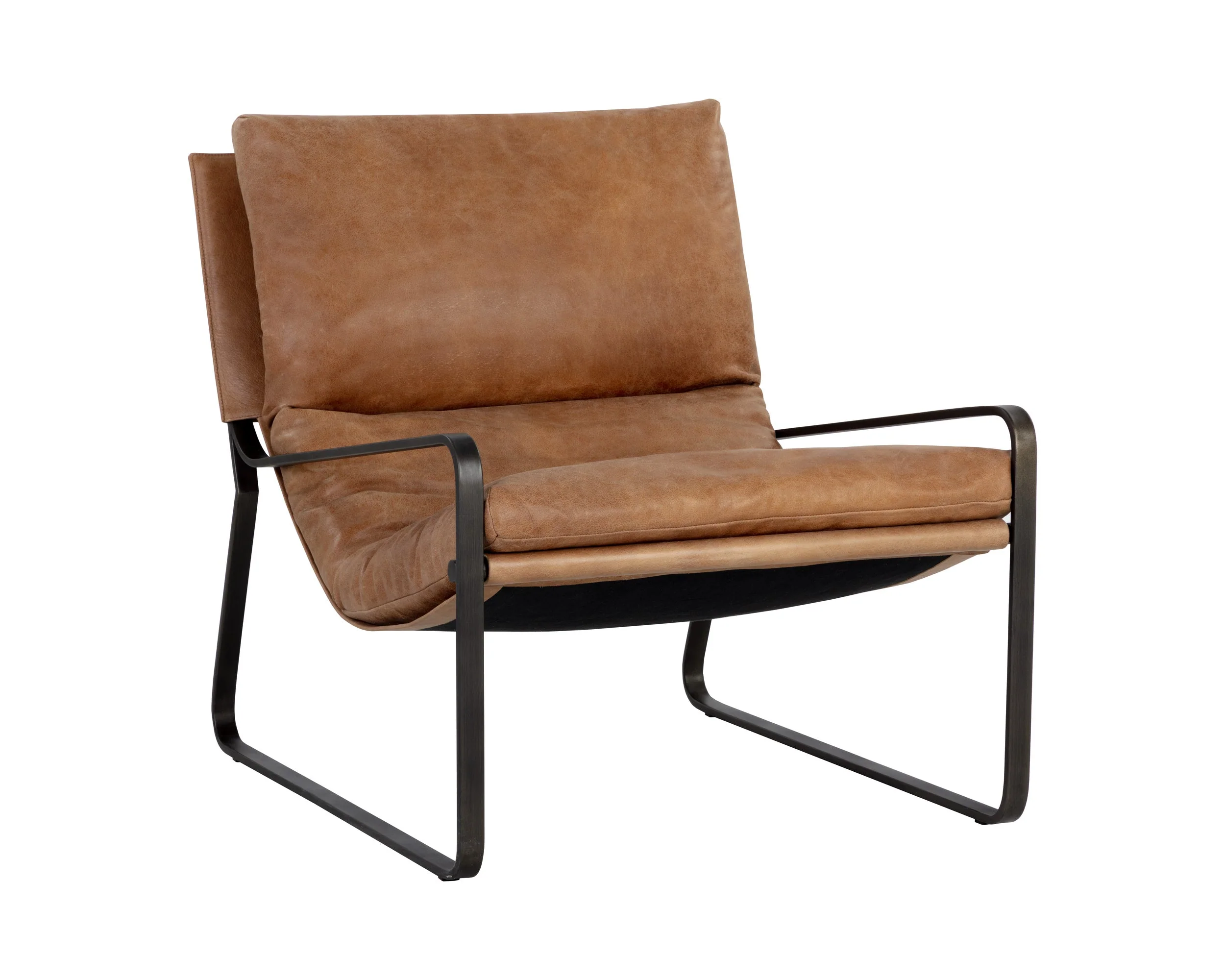 Zancor Lounge Chair – Gunmetal – Tan Leather