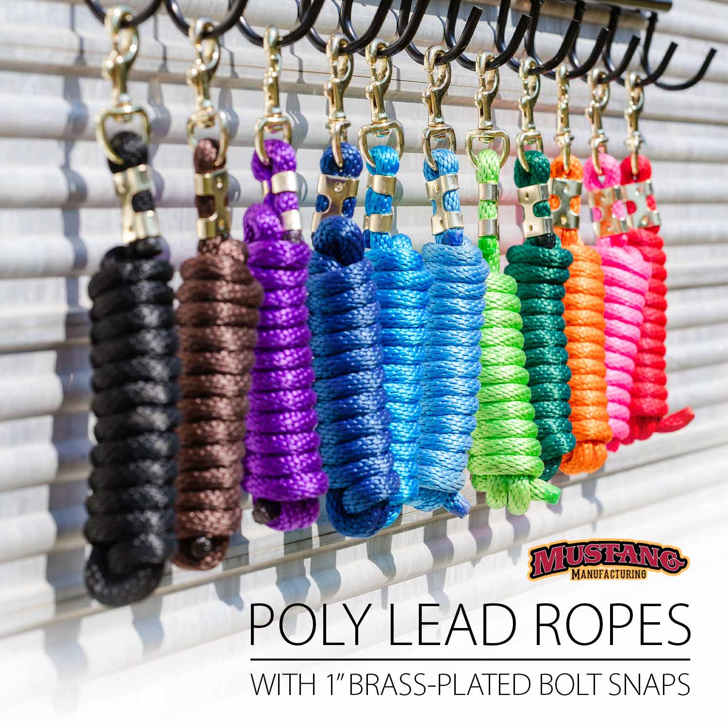 9'L Solid Color Poly Lead Rope with Bolt Snap - Image 2