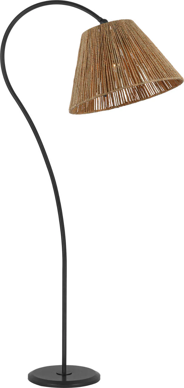 Dume Large Arched Floor Lamp | Aged Iron | Natural Abaca Shade - Image 1